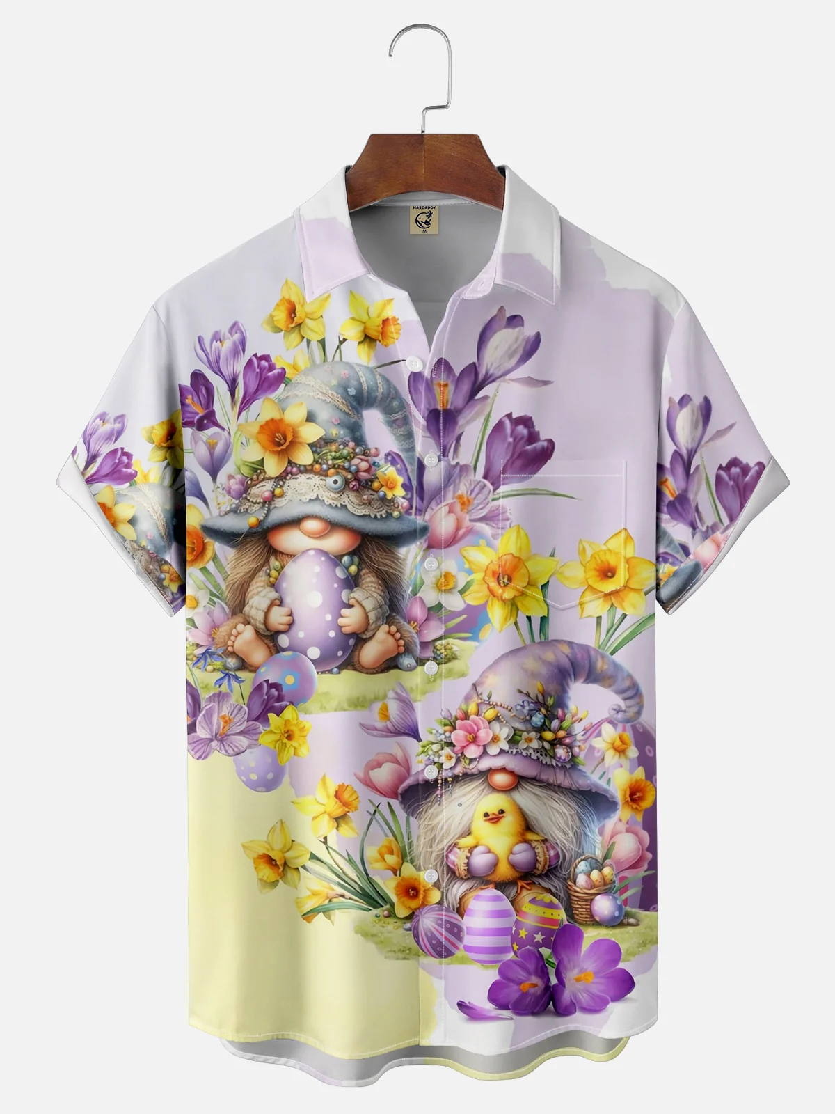 Moisture-wicking Easter Gnomes Chest Pocket Casual Shirt