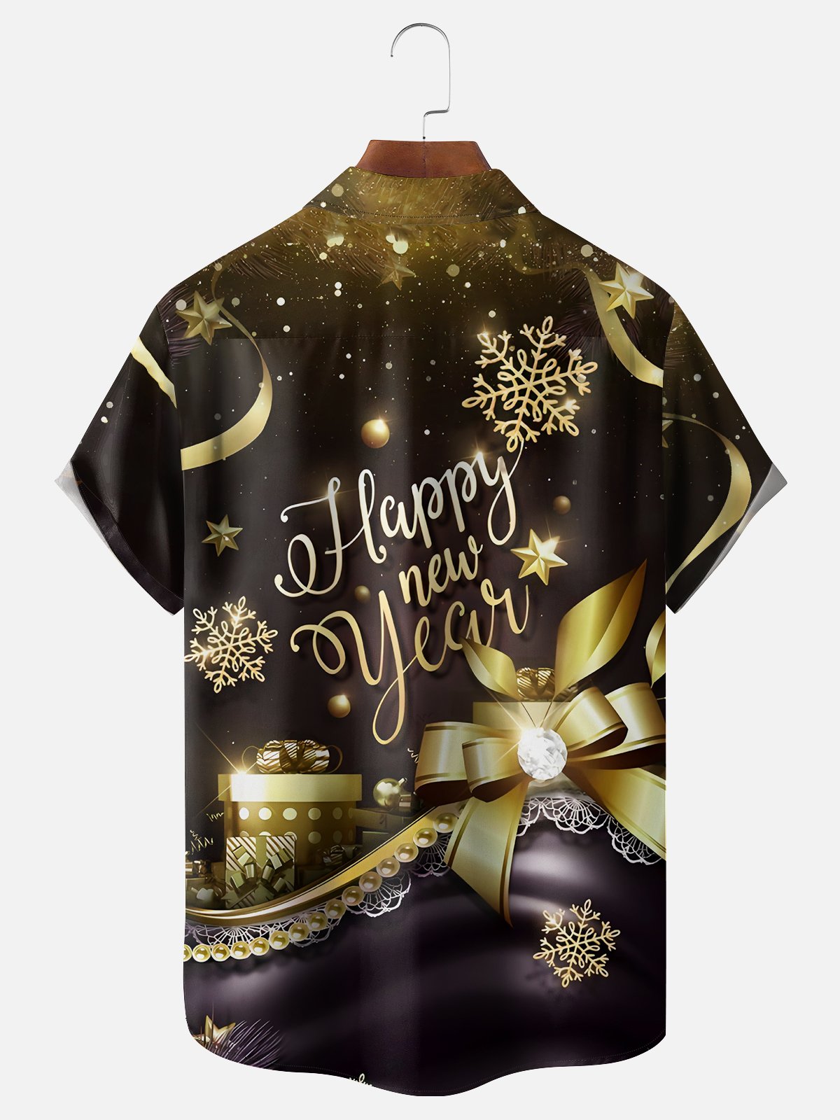 Moisture-wicking New Year Snowflake Chest Pocket Casual Shirt