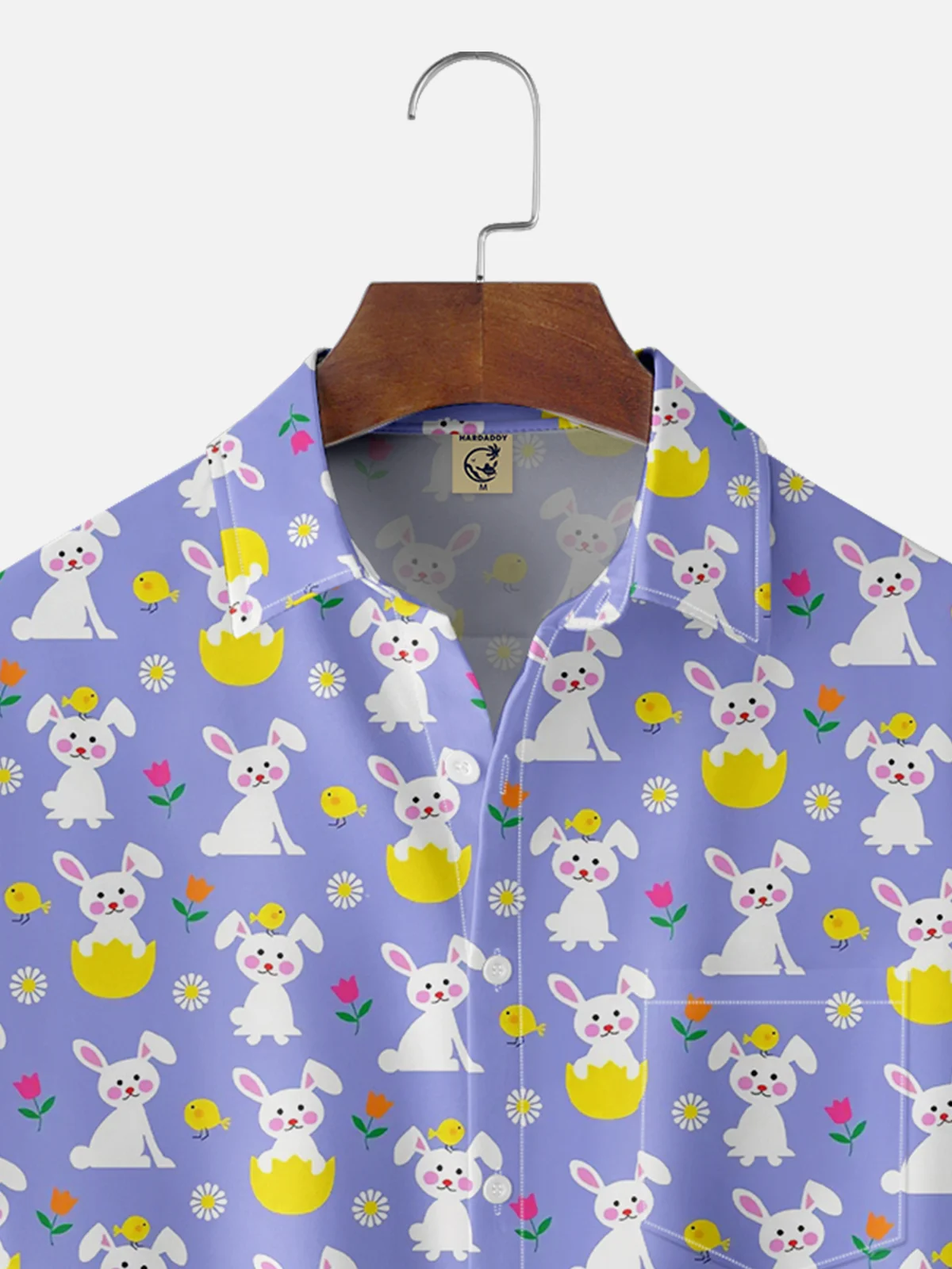 Moisture-wicking Easter Rabbits Chest Pocket Casual Shirt