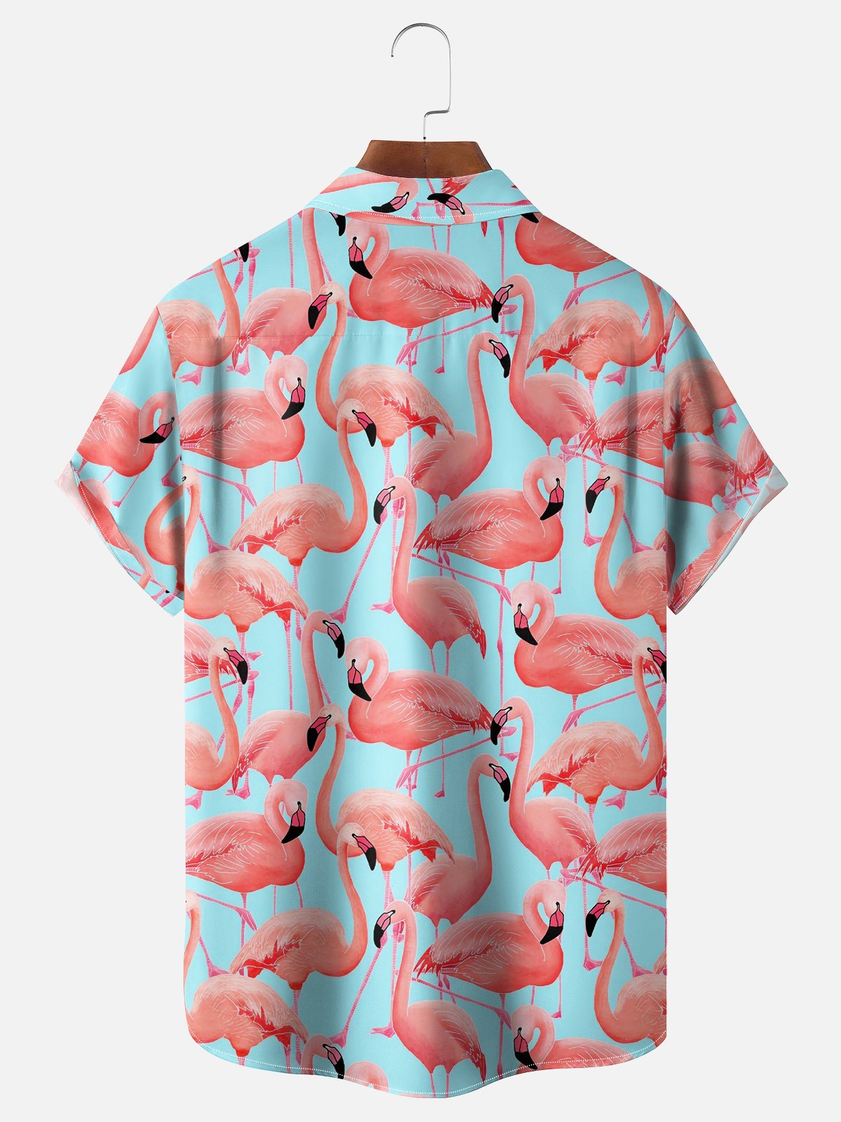 Moisture-wicking Flamingo Chest Pocket Hawaiian Shirt