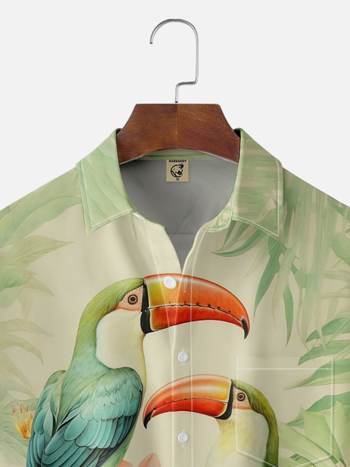 Moisture-wicking Toucan Parrots Chest Pocket Hawaiian Shirt