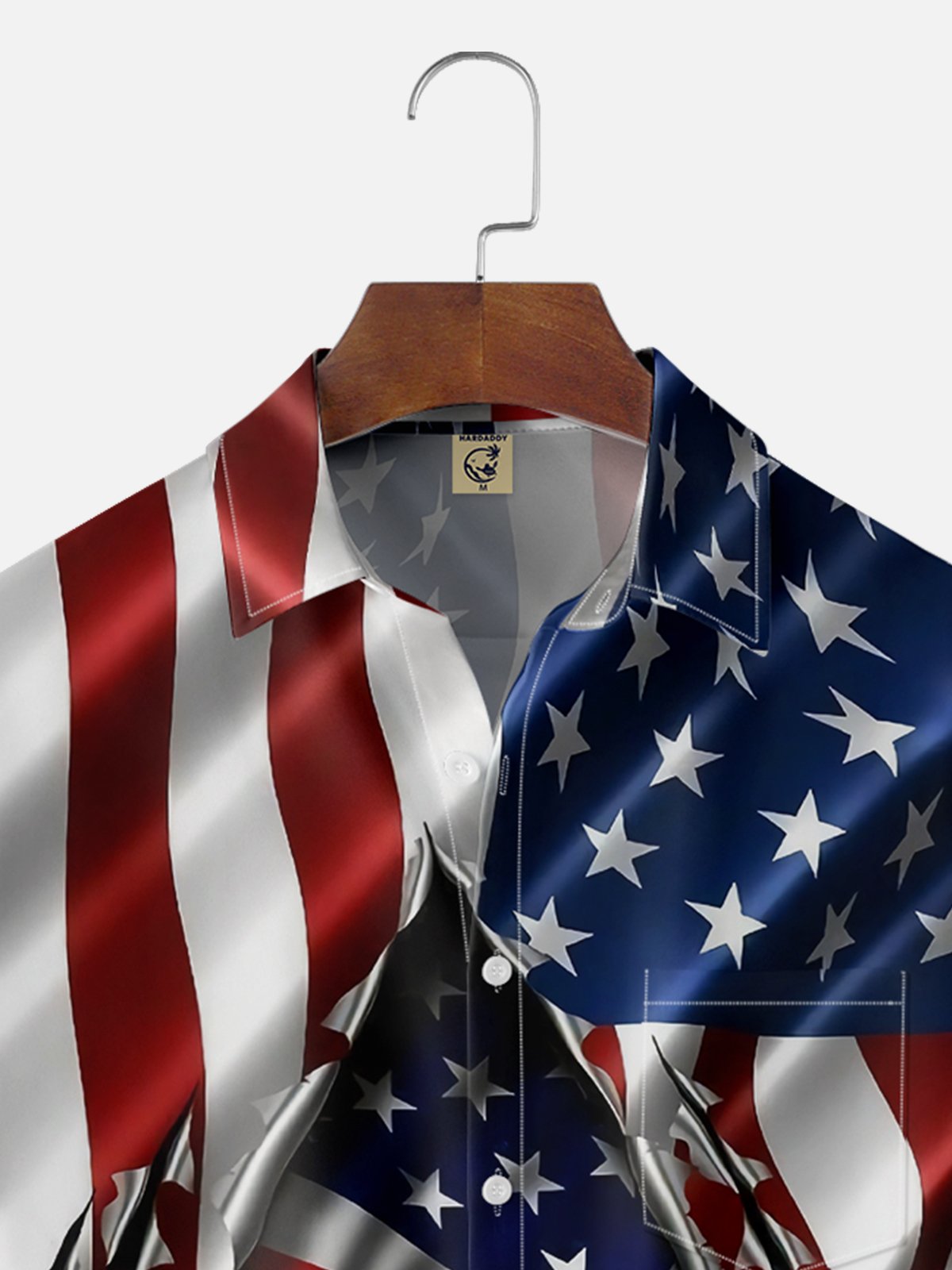 Moisture-wicking American Flag Eagle Chest Pocket Casual Shirt