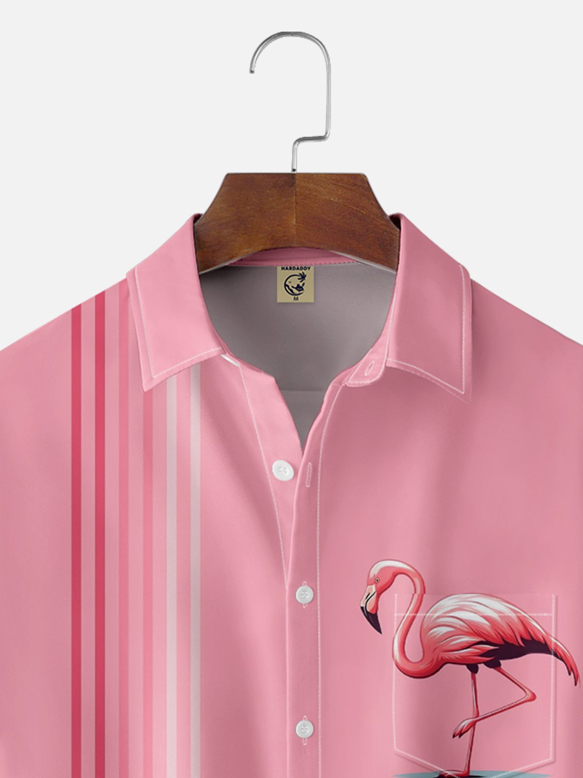 Moisture-wicking Flamingo Chest Pocket Bowling Shirt