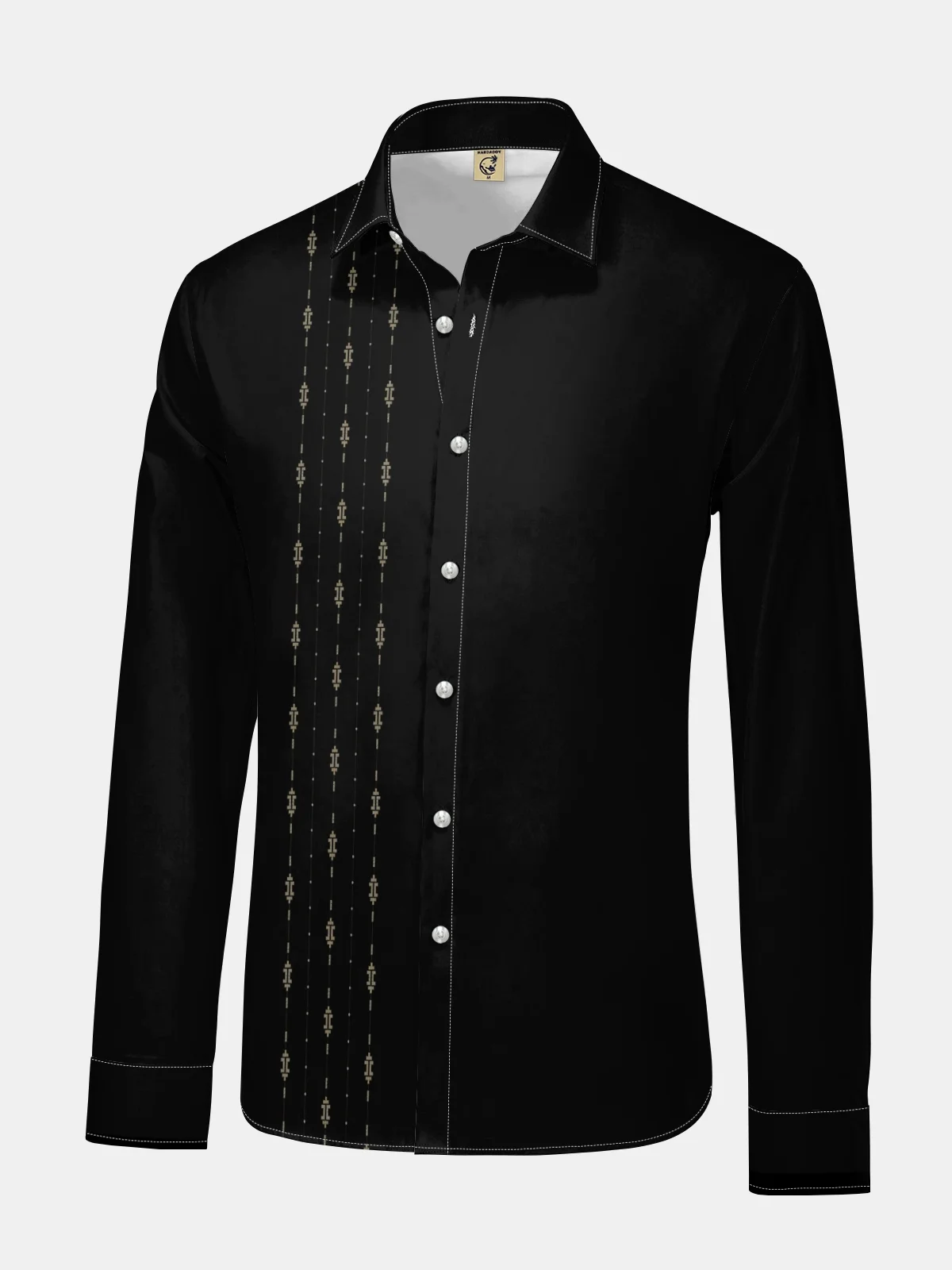 Black Stripe Long Sleeve Casual Dress Shirt