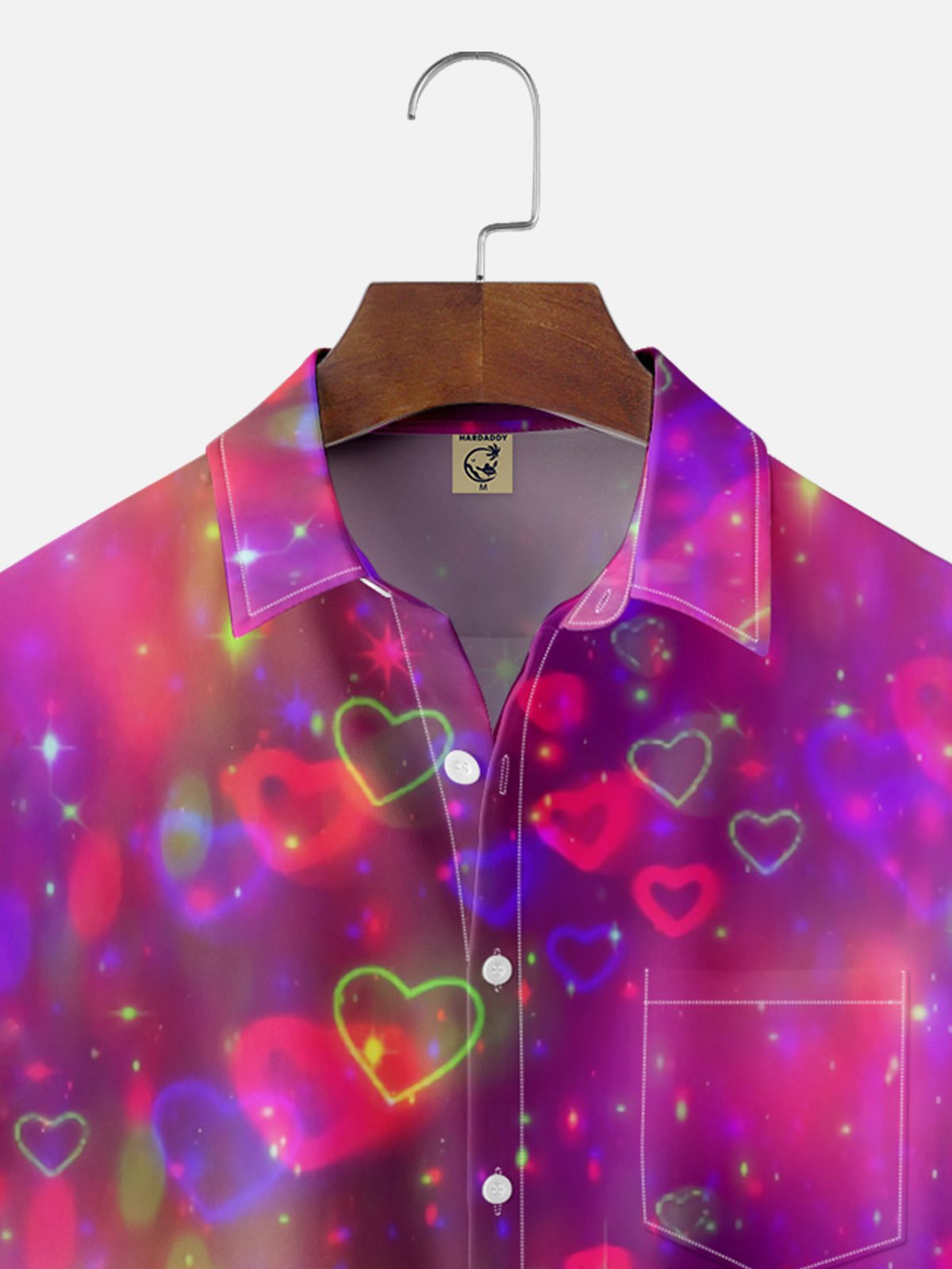 Moisture-wicking Valentine's Day Heart Chest Pocket Casual Shirt