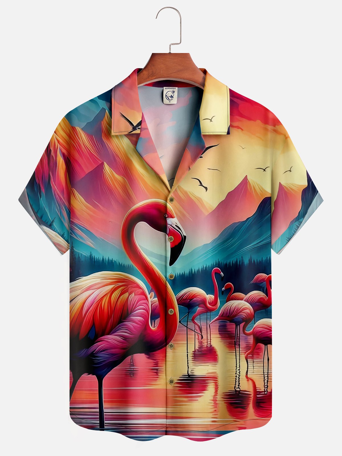 Moisture-wicking Flamingo Aloha Shirt