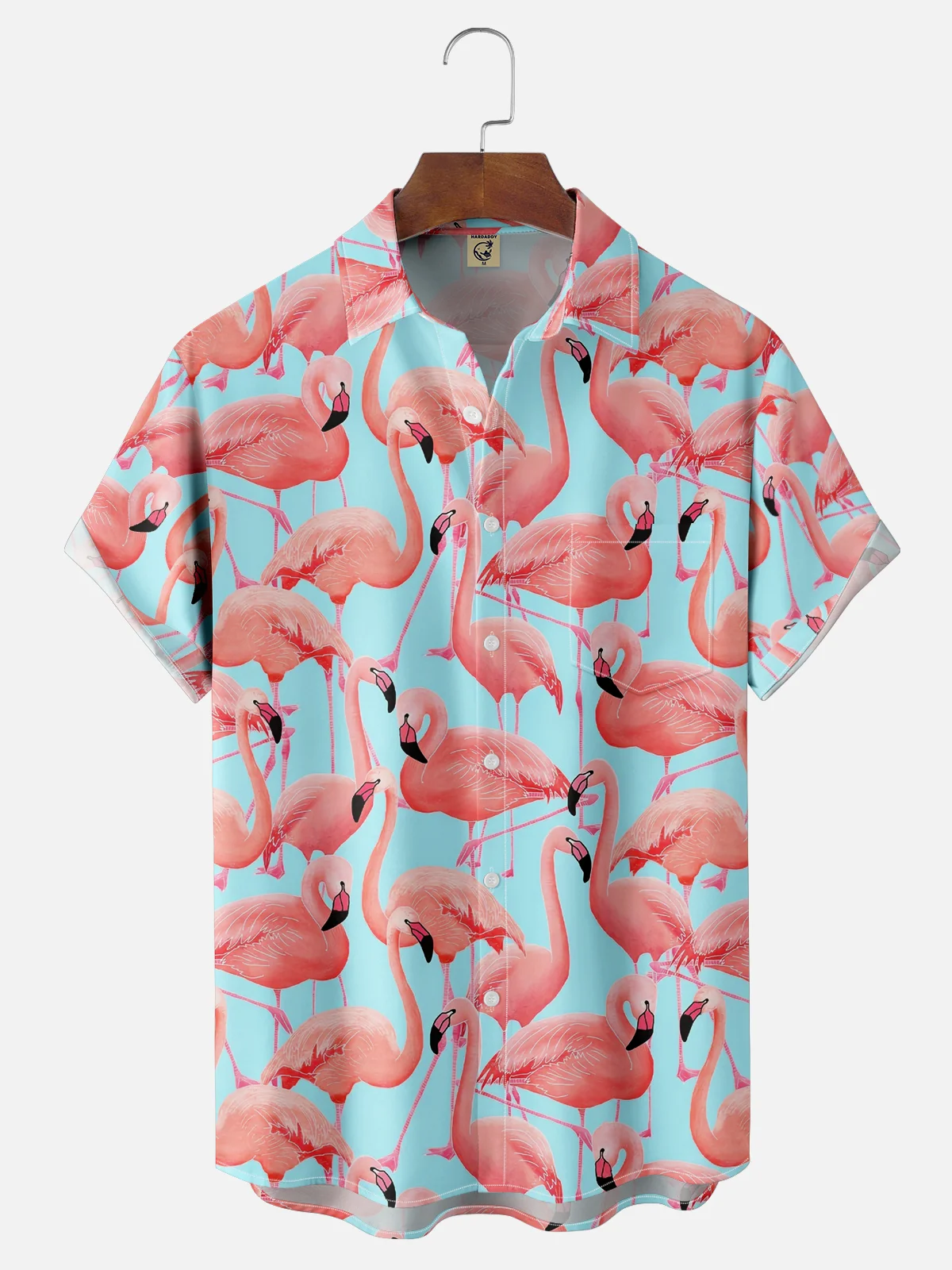 Moisture-wicking Flamingo Chest Pocket Hawaiian Shirt