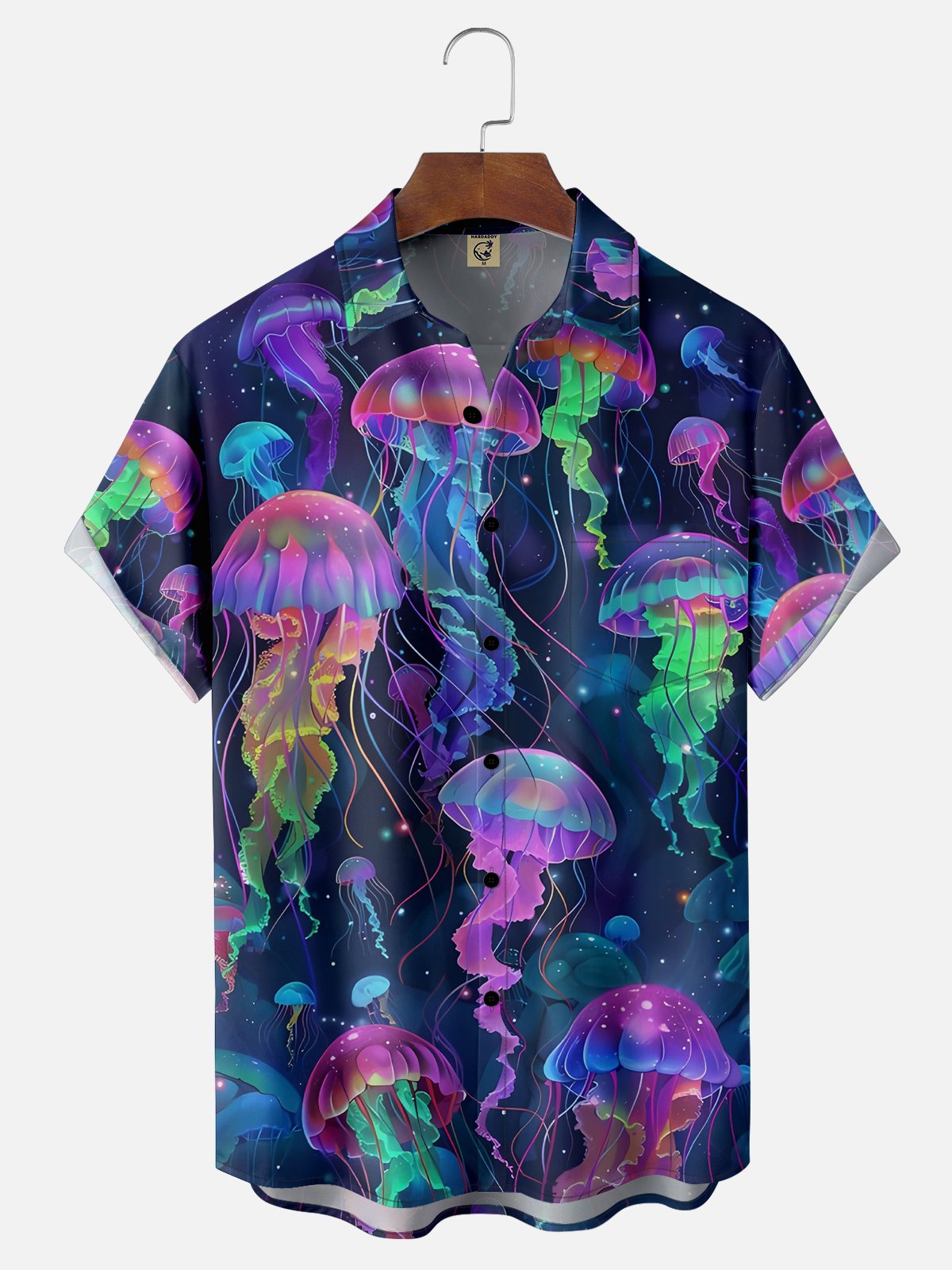 Moisture-wicking Marine Jellyfish Gradient Color Chest Pocket Hawaiian shirt