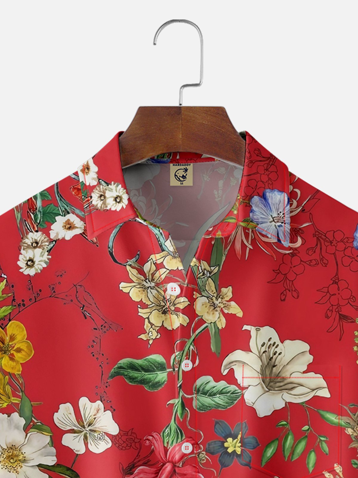 Moisture-wicking Tropical Floral Chest Pocket Hawaiian Shirt