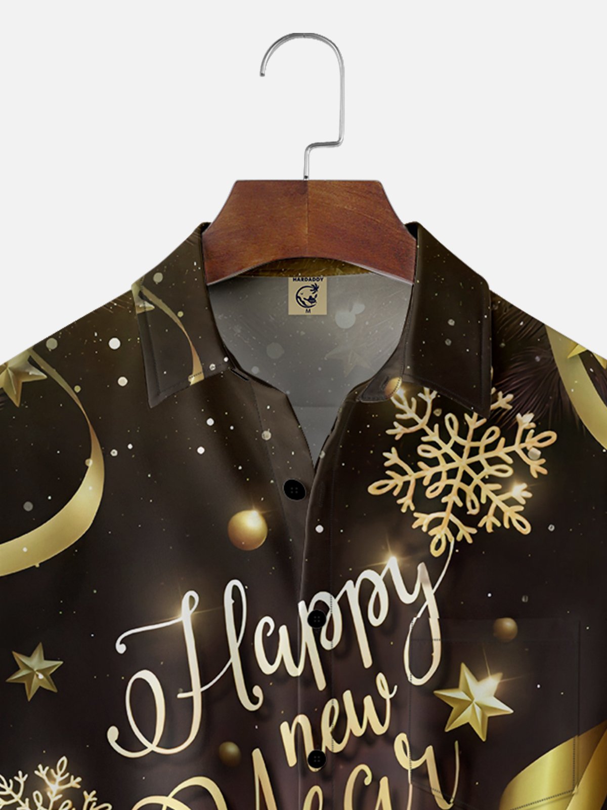 Moisture-wicking New Year Snowflake Chest Pocket Casual Shirt