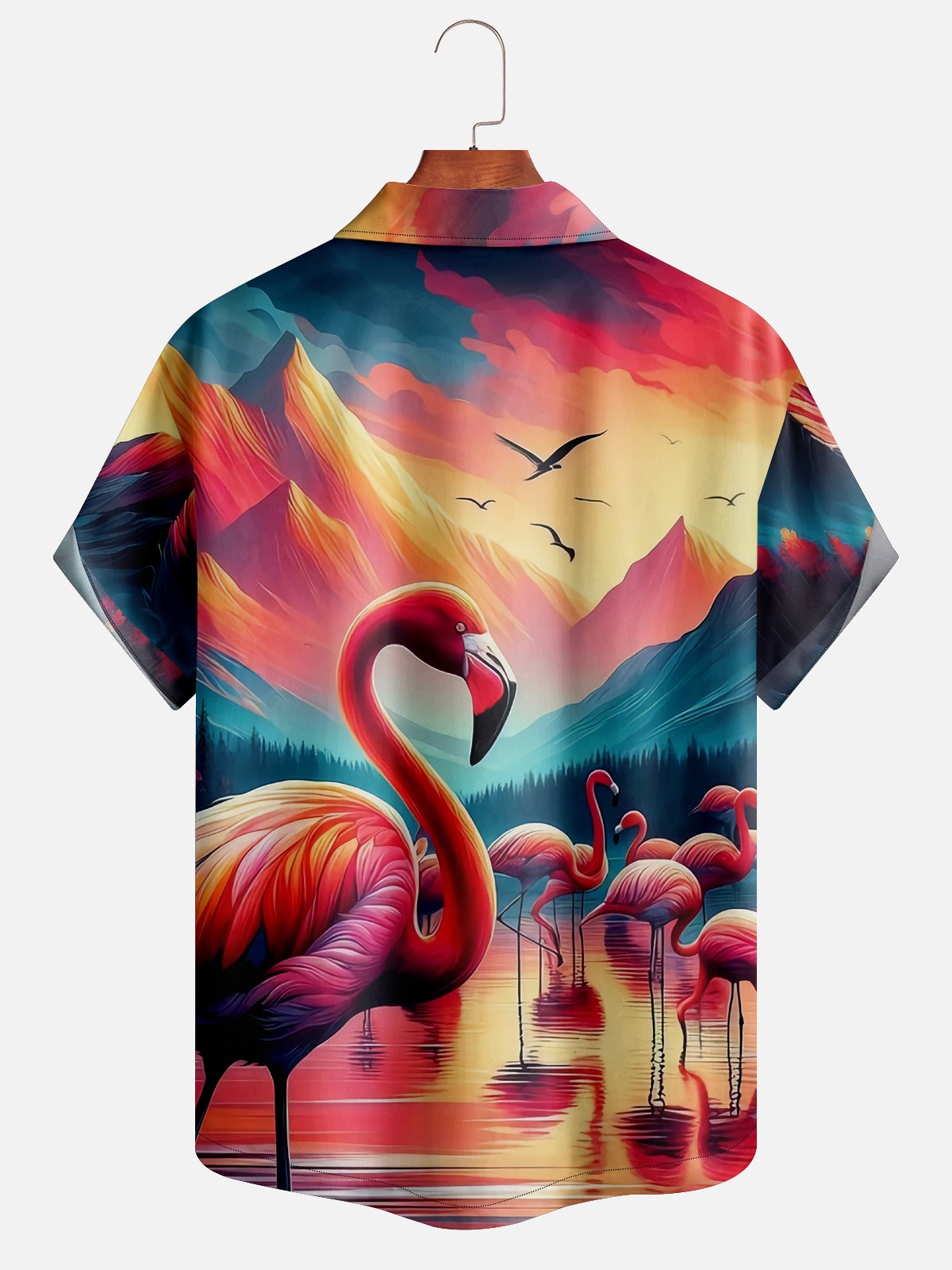 Moisture-wicking Flamingo Aloha Shirt