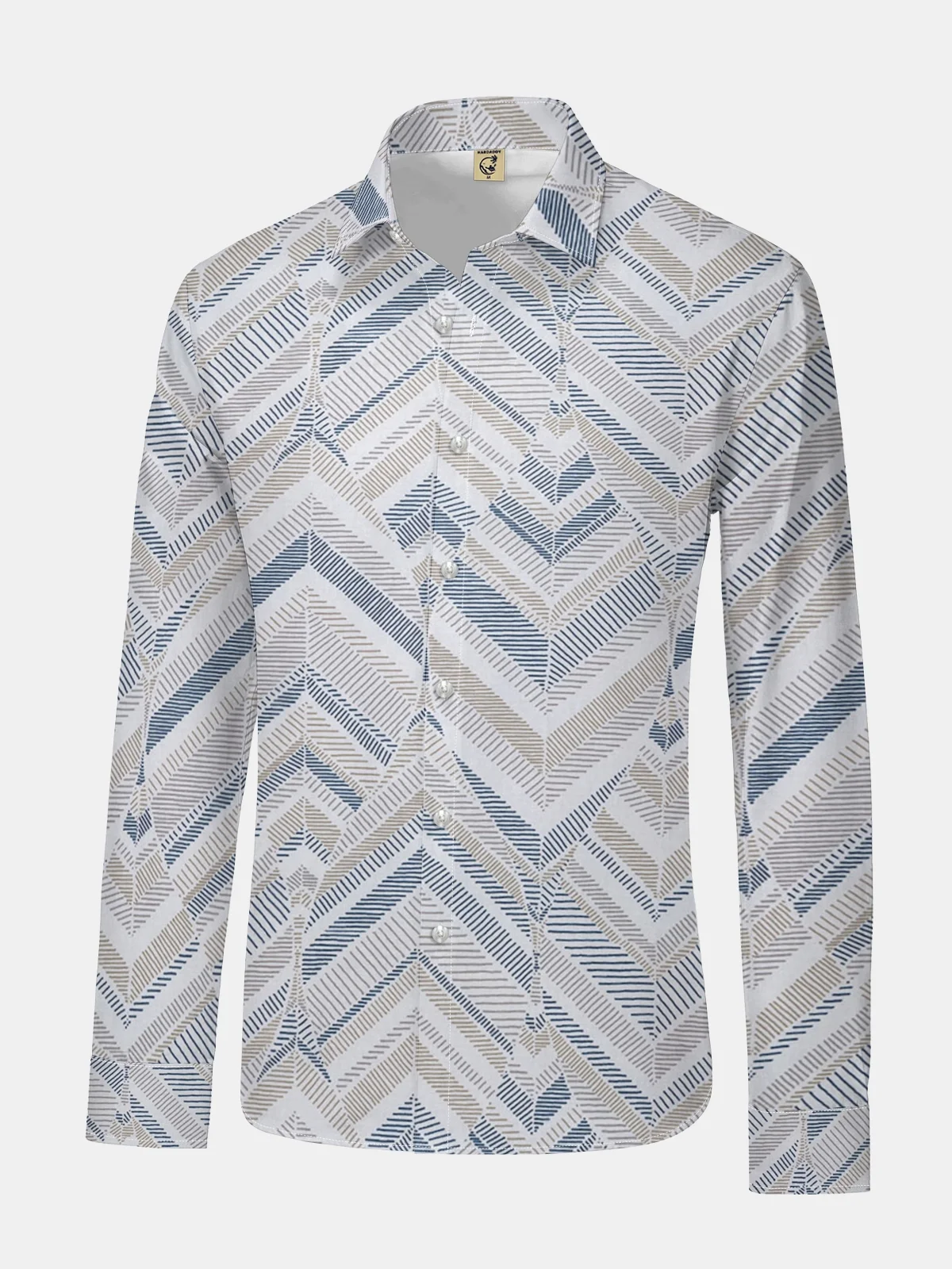 Classic Leaf Printed Long Sleeve Casual Dress Shirt