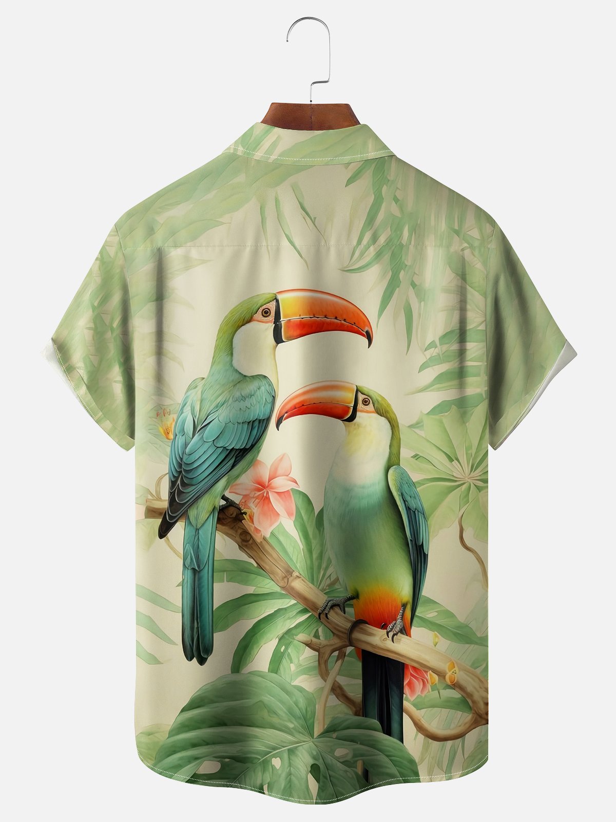 Moisture-wicking Toucan Parrots Chest Pocket Hawaiian Shirt