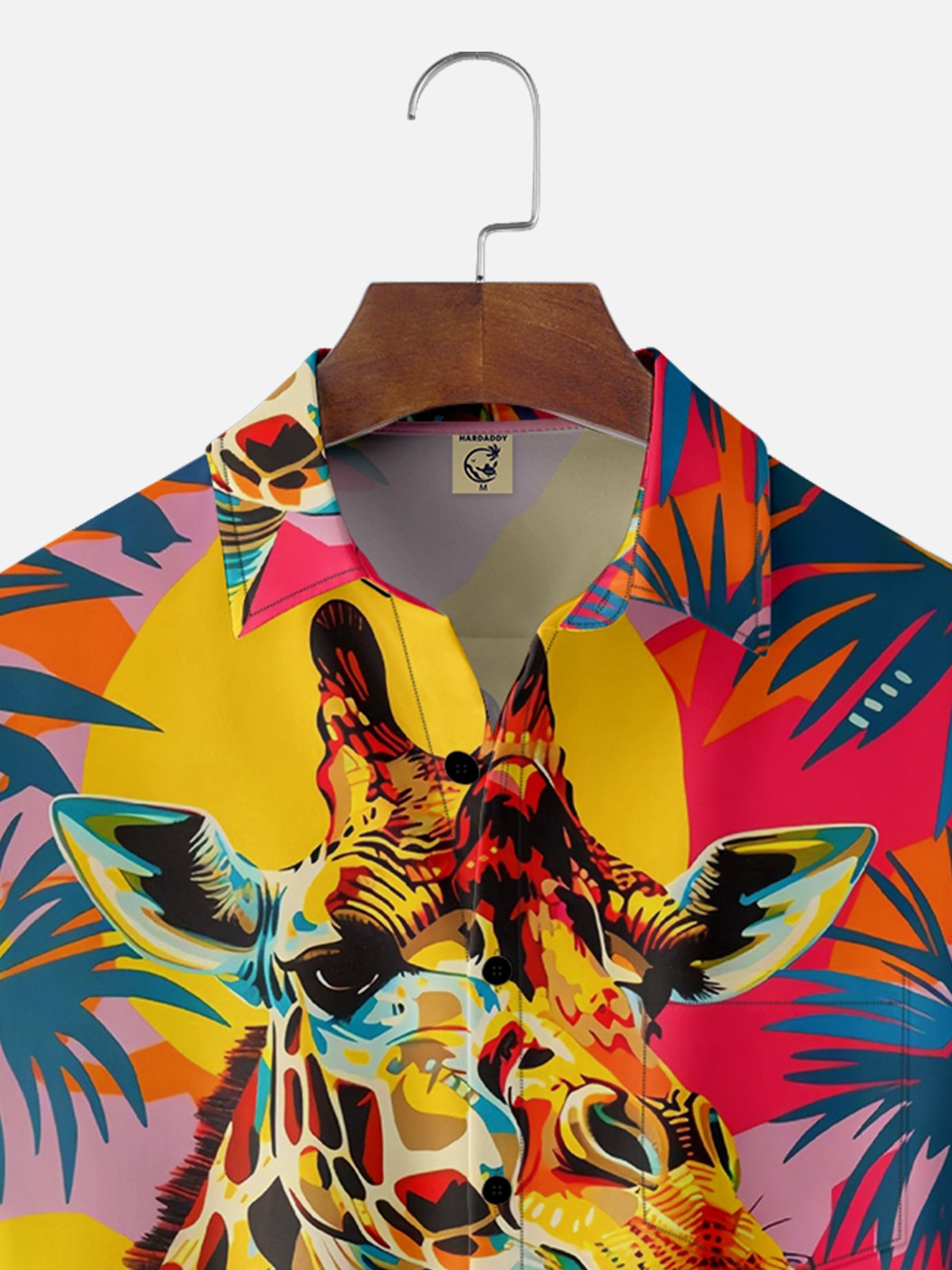 Moisture-wicking Giraffe Cocktail Chest Pocket Hawaiian Shirt