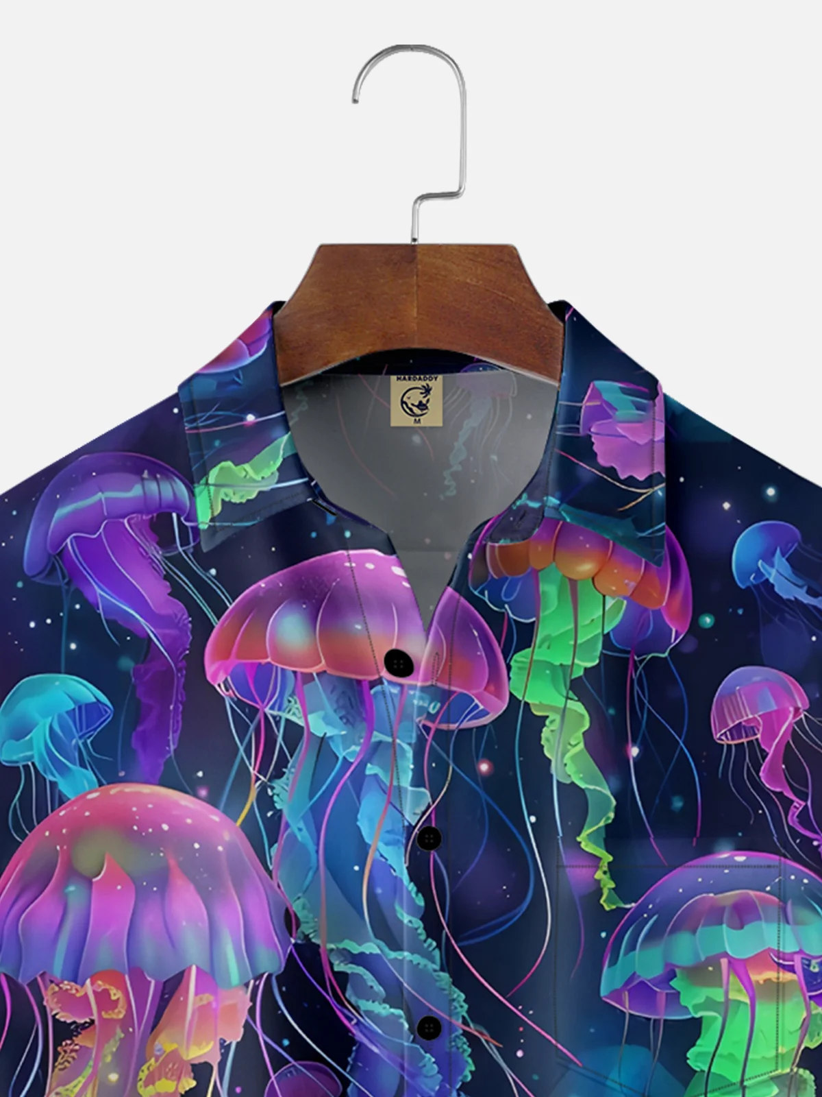 Moisture-wicking Marine Jellyfish Gradient Color Chest Pocket Hawaiian shirt