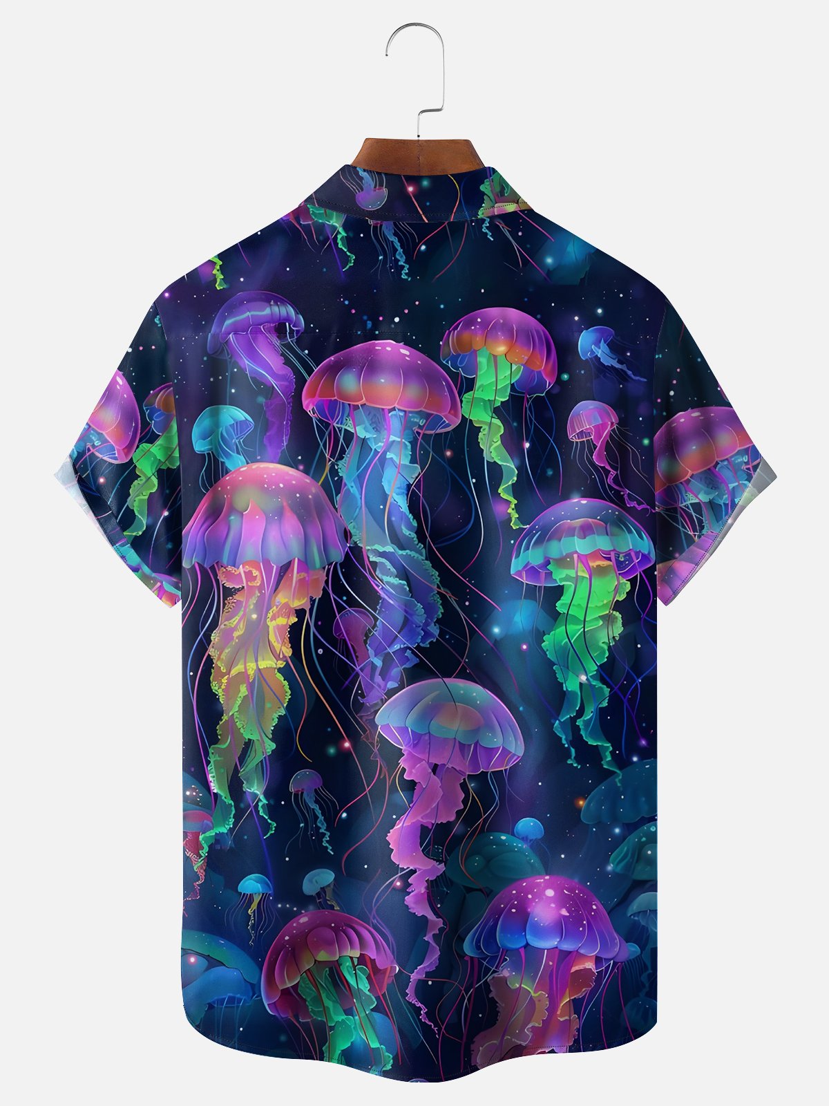 Moisture-wicking Marine Jellyfish Gradient Color Chest Pocket Hawaiian shirt