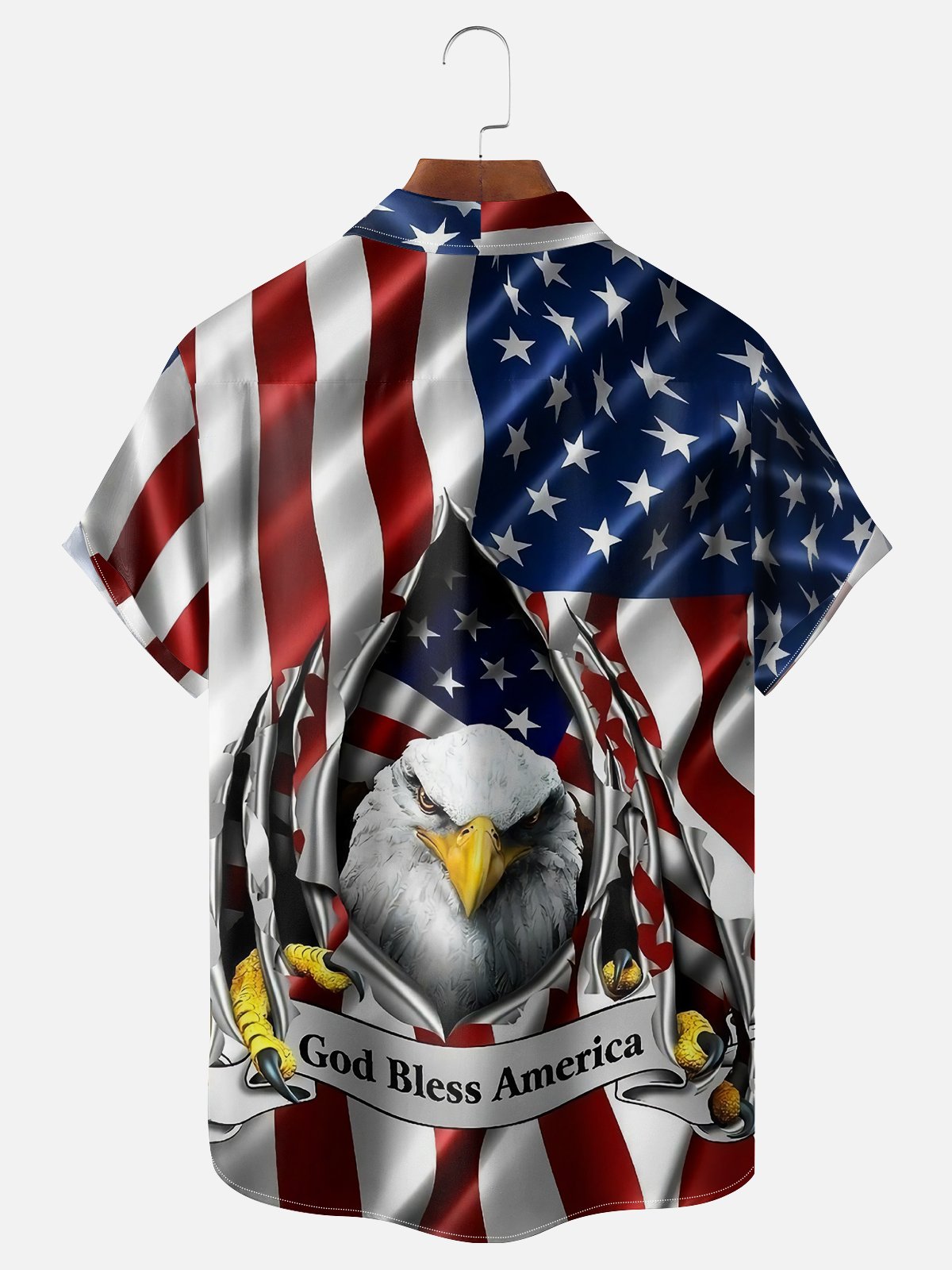 Moisture-wicking American Flag Eagle Chest Pocket Casual Shirt