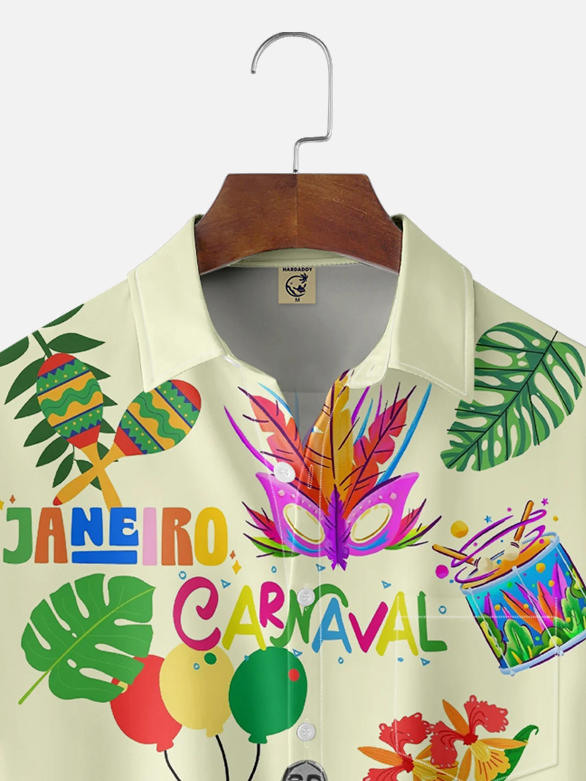 Moisture-wicking Mardi Gras Mask Parrot Guitar Chest Pocket Casual Shirt