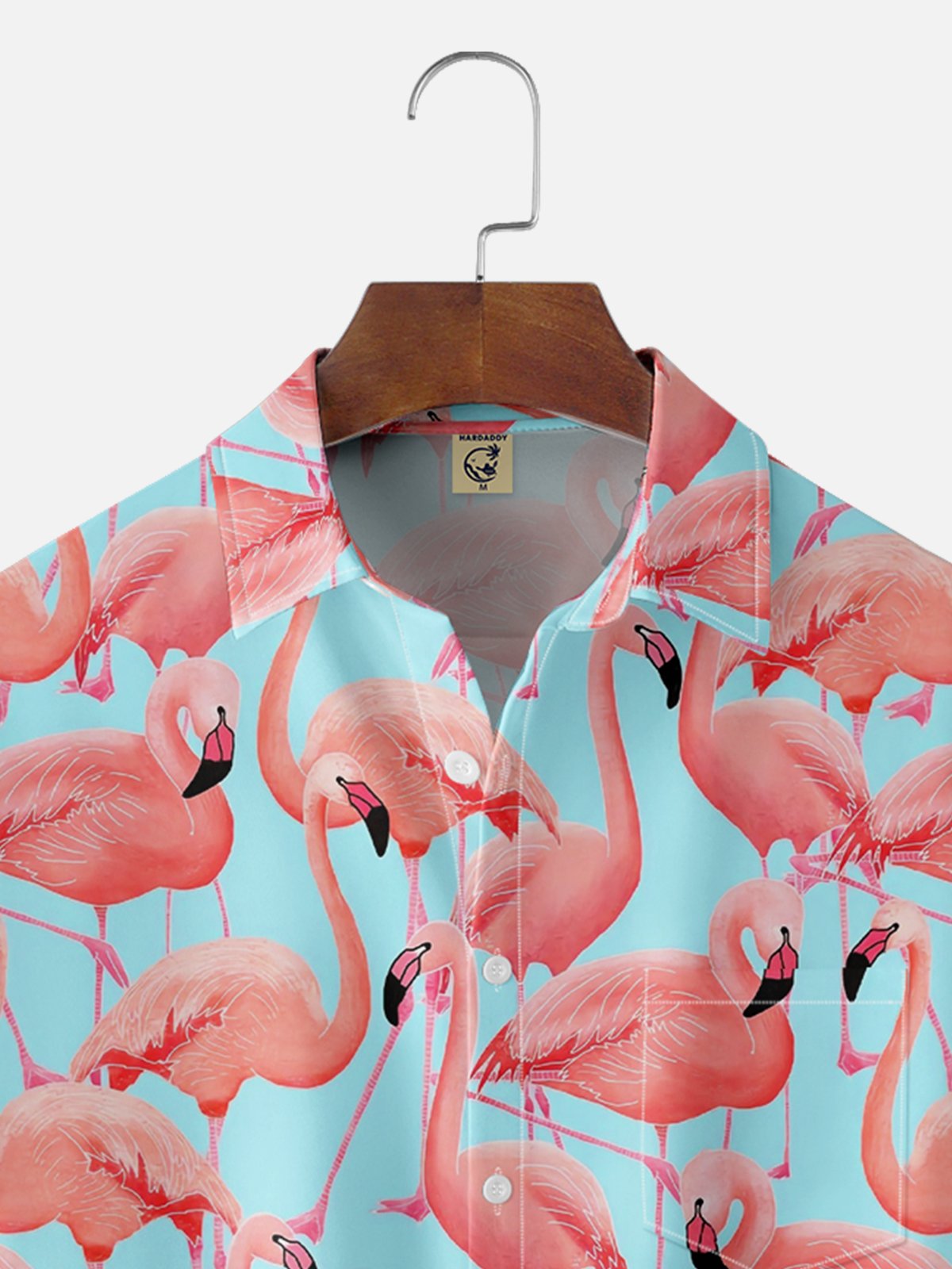 Moisture-wicking Flamingo Chest Pocket Hawaiian Shirt