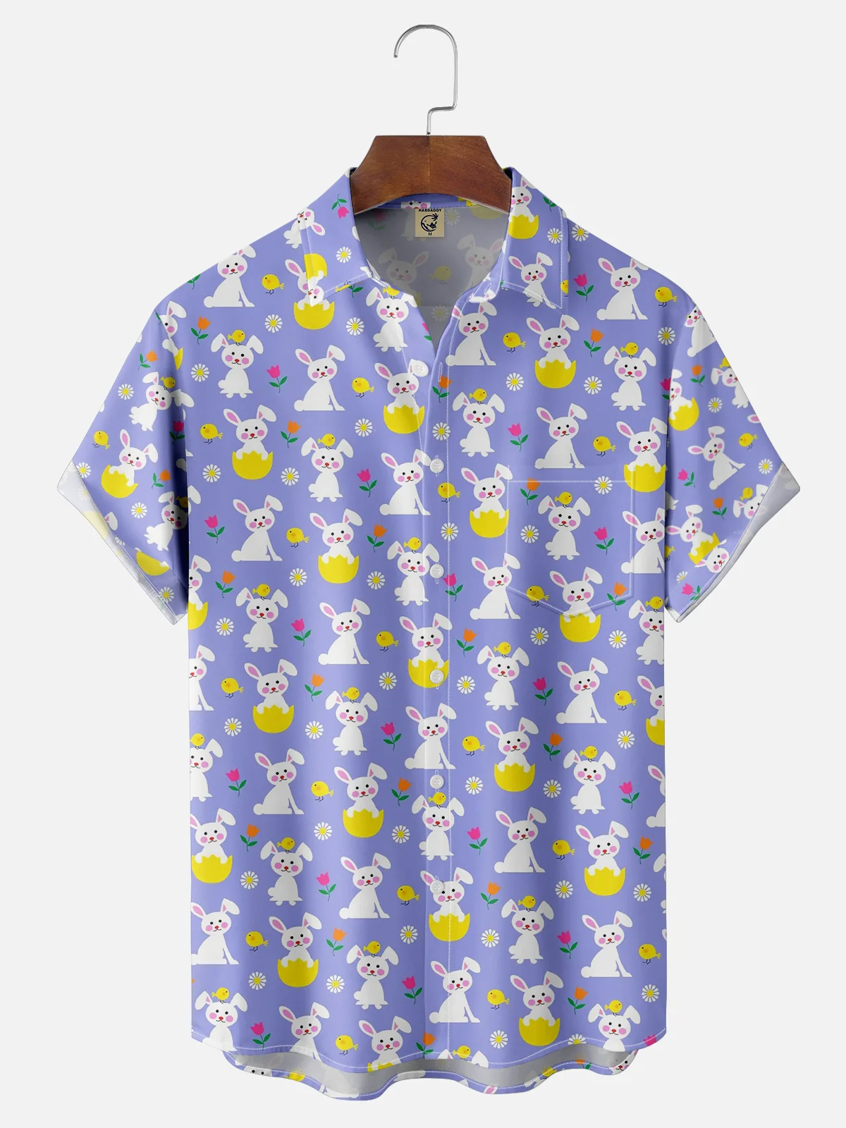 Moisture-wicking Easter Rabbits Chest Pocket Casual Shirt