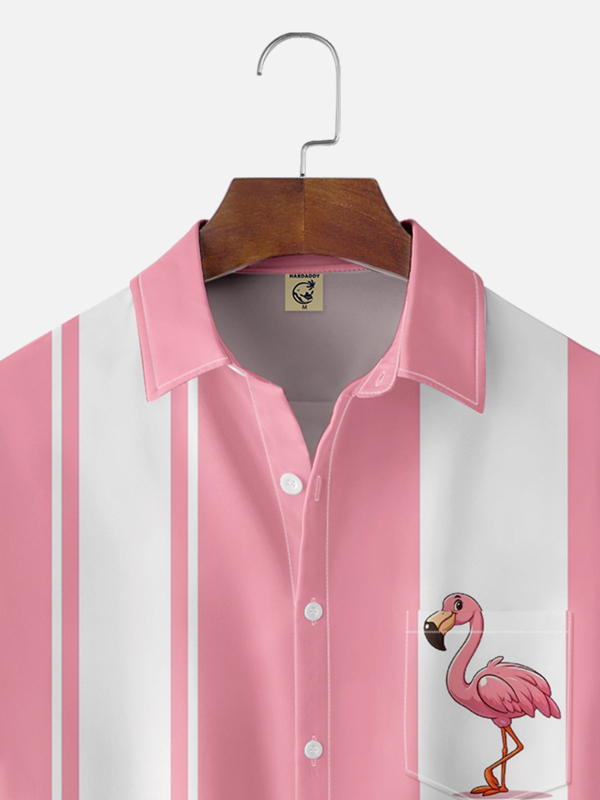 Moisture-wicking Flamingo Chest Pocket Bowling Shirt