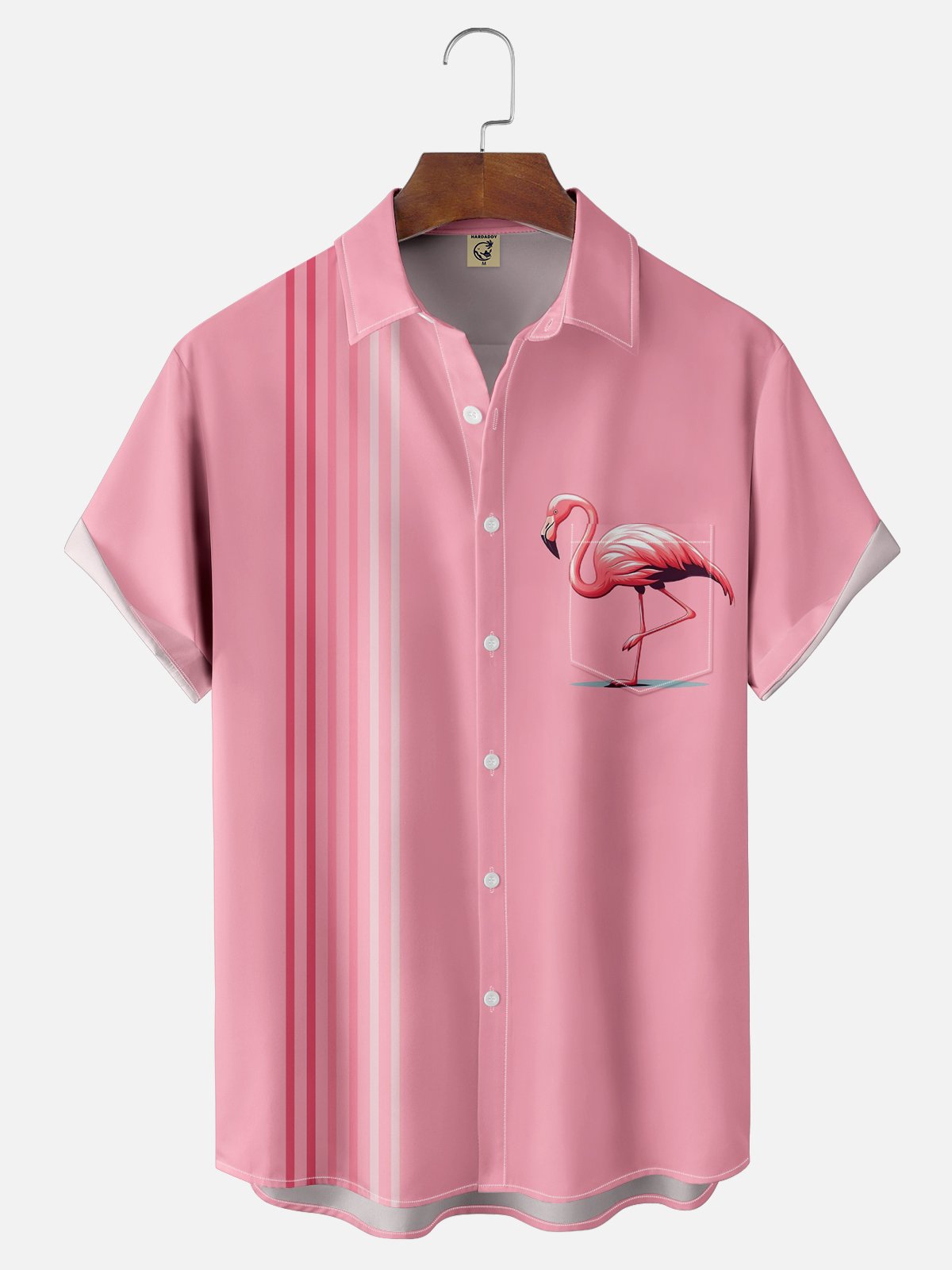 Moisture-wicking Flamingo Chest Pocket Bowling Shirt