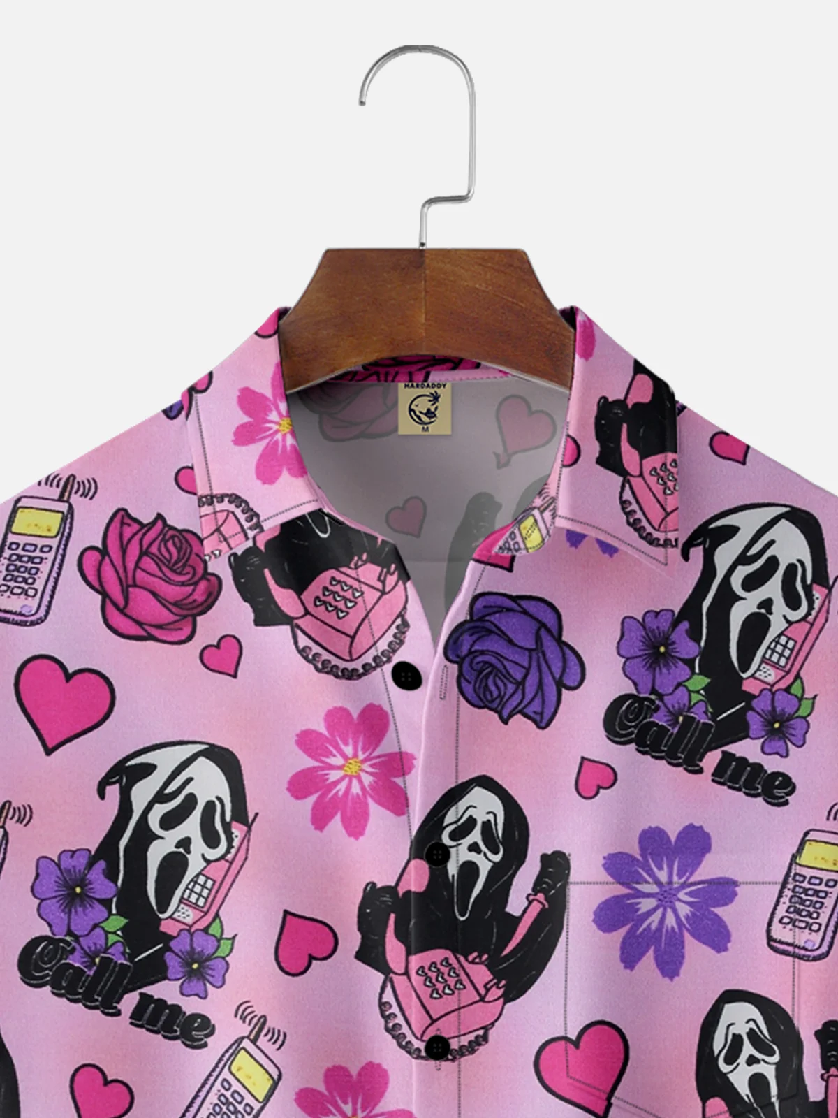 Moisture-wicking Valentine's Day Heart Flower Chest Pocket Casual Shirt