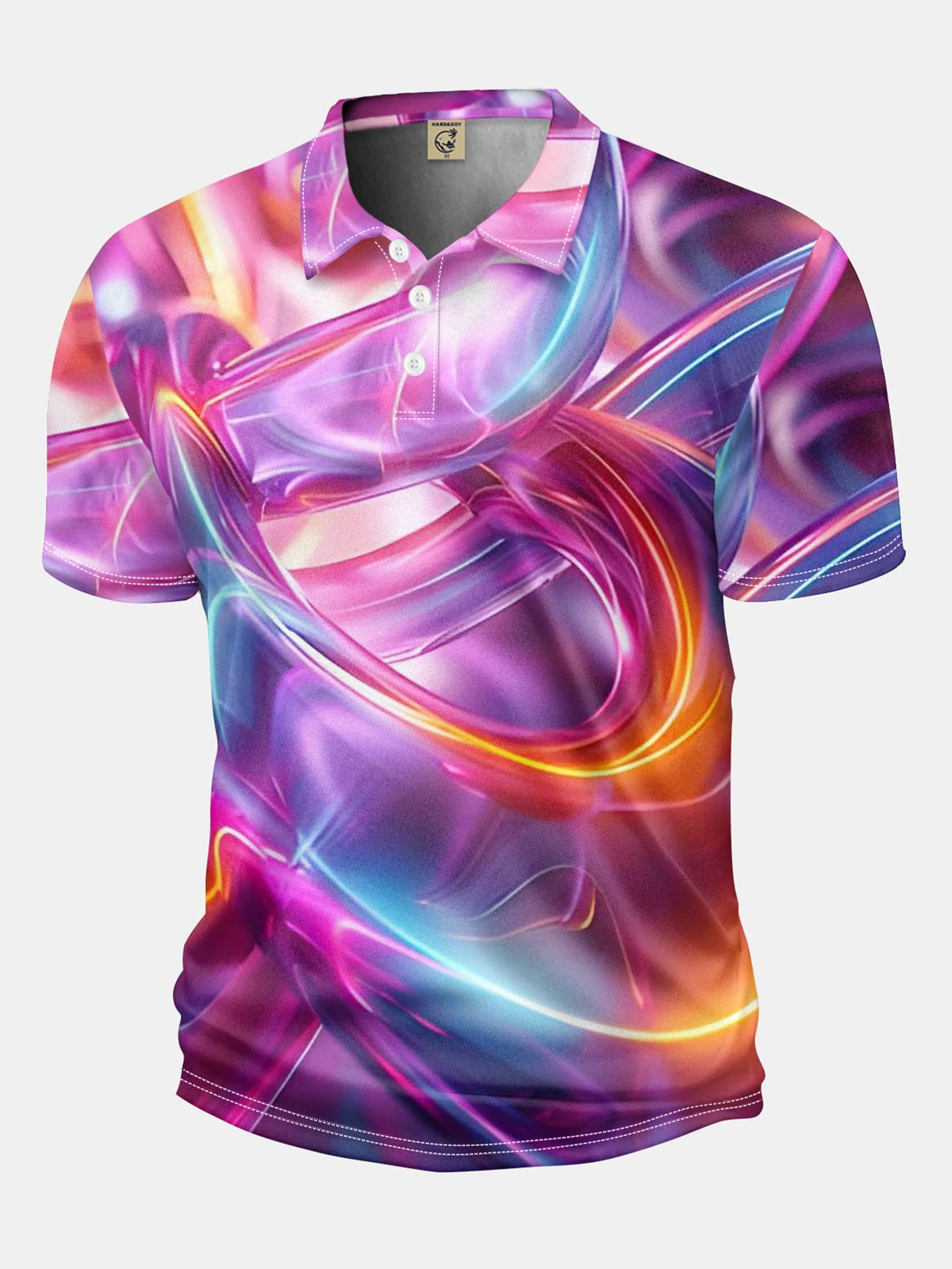 Moisture Wicking Golf Polo 3D Gradient Color Abstract Stripes