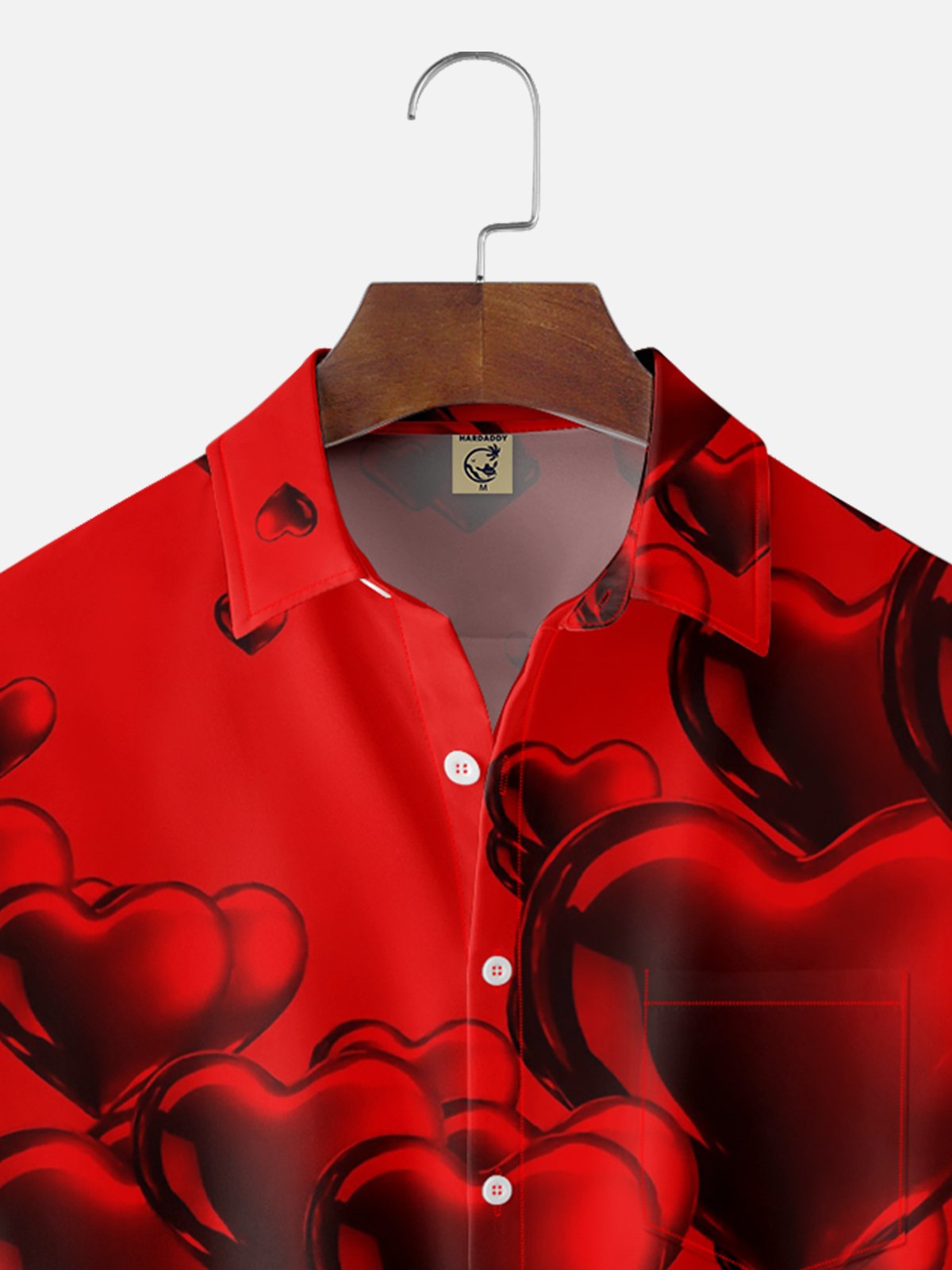 Moisture-wicking Saint Valentine‘s Day Heart Chest Pocket Casual Shirt