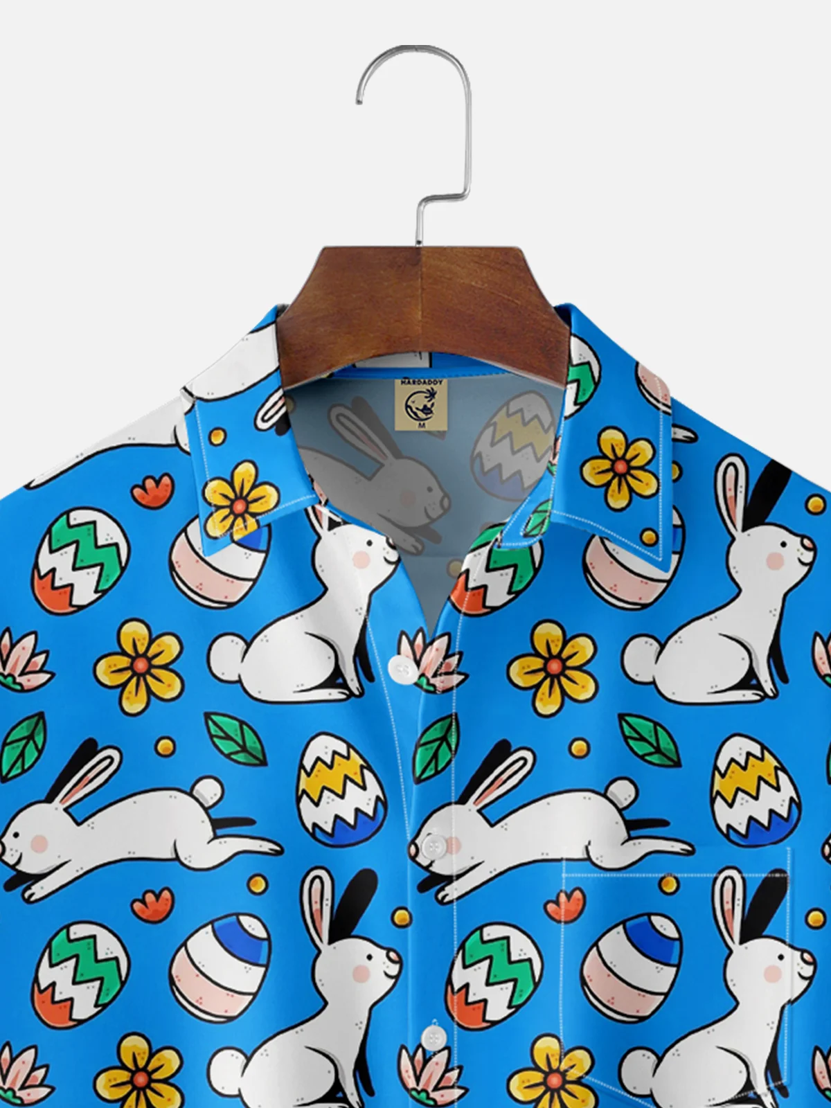 Moisture-wicking Easter Rabbits Eggs Chest Pocket Casual Shirt