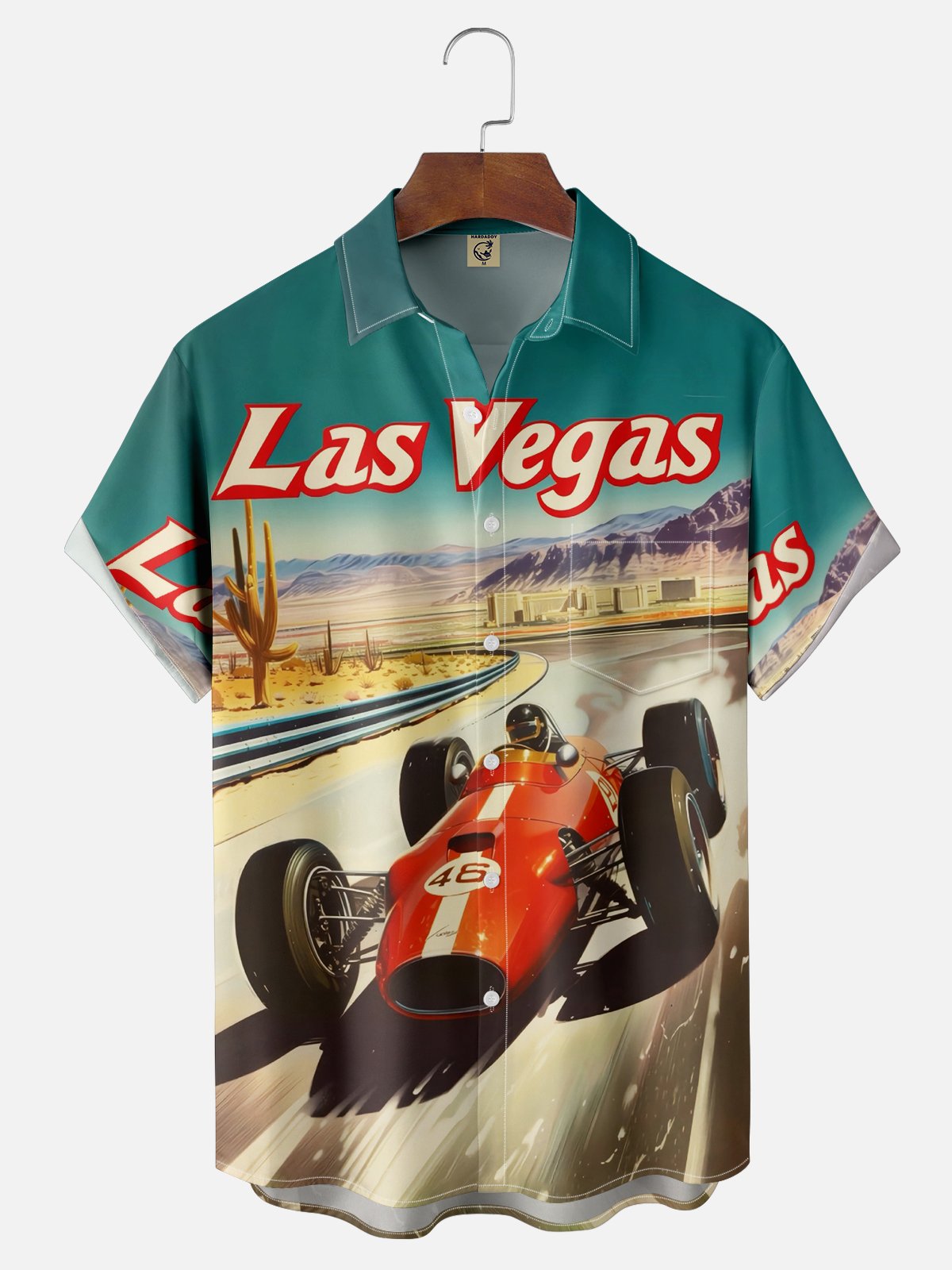 Moisture-wicking Vintage Racing Car Chest Pocket Casual Shirt