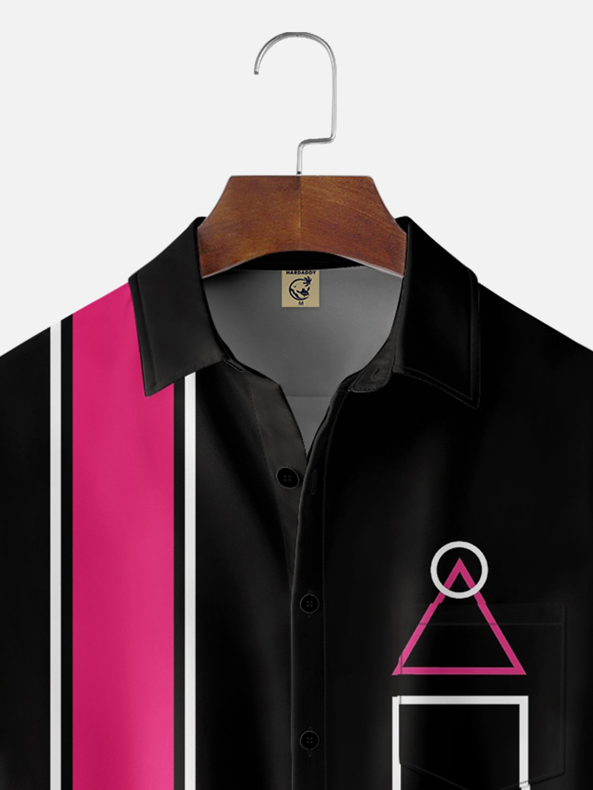 Moisture-wicking Geomatric Game Chest Pocket Bowling Shirt