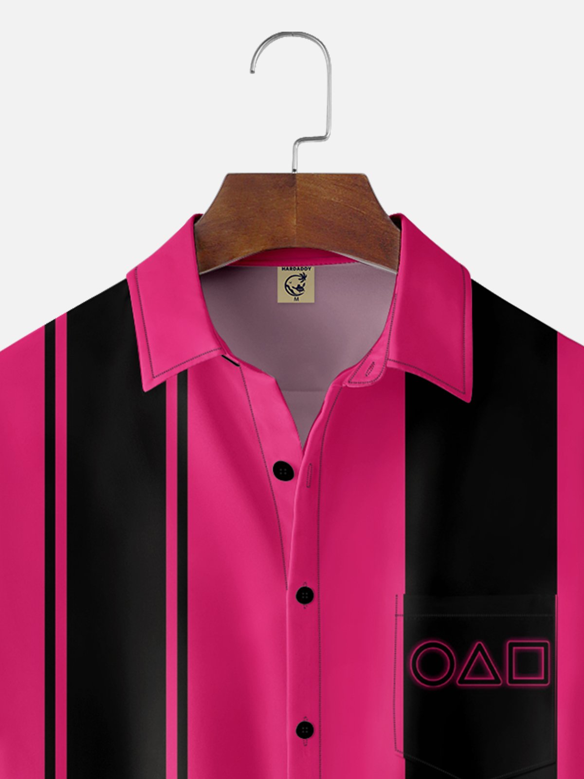 Moisture-wicking Geomatric Game Chest Pocket Bowling Shirt