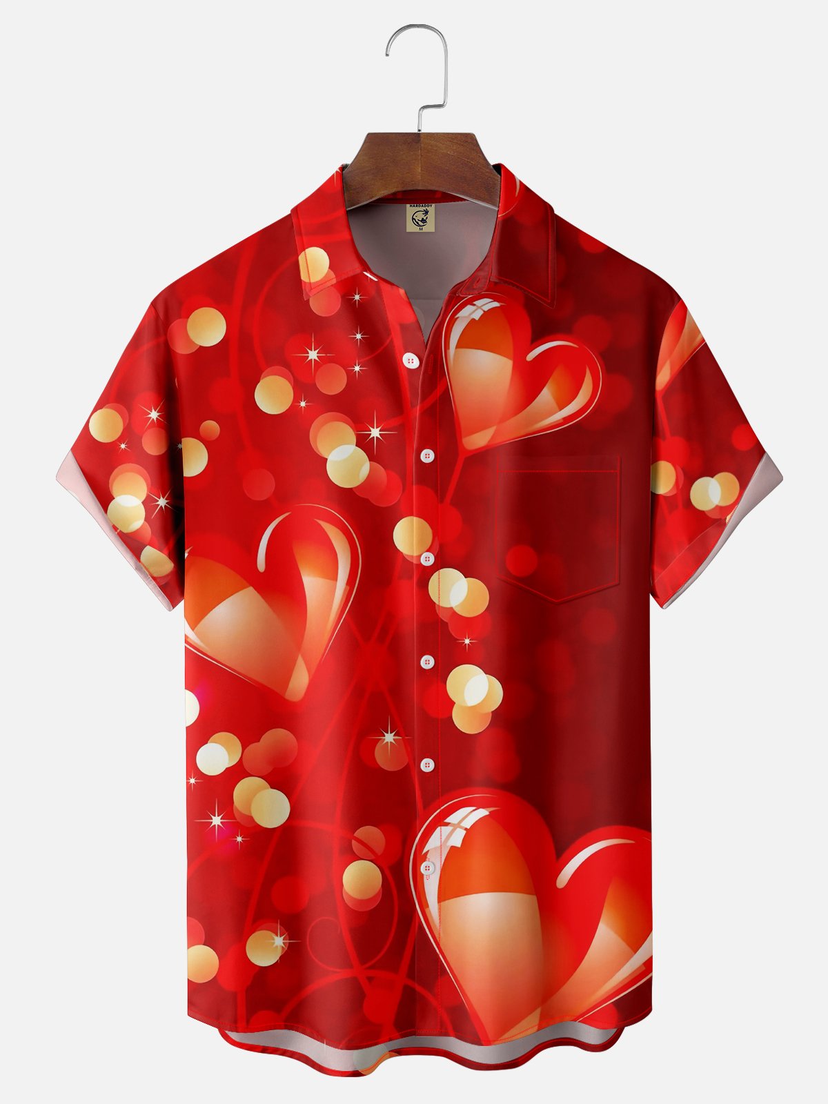 Moisture-wicking Saint Valentine‘s Day Heart Chest Pocket Casual Shirt