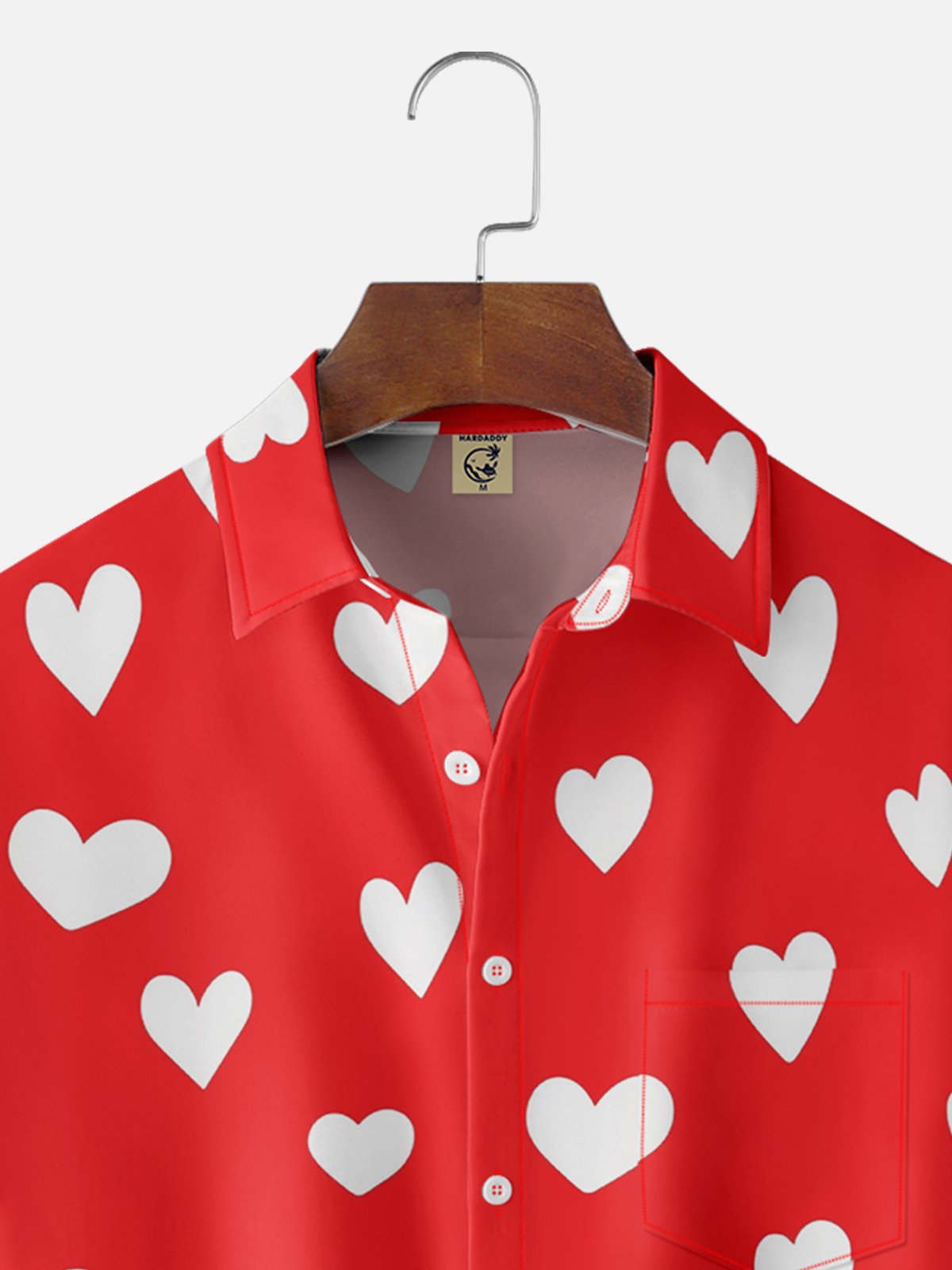 Moisture-wicking Saint Valentine‘s Day Heart Chest Pocket Casual Shirt