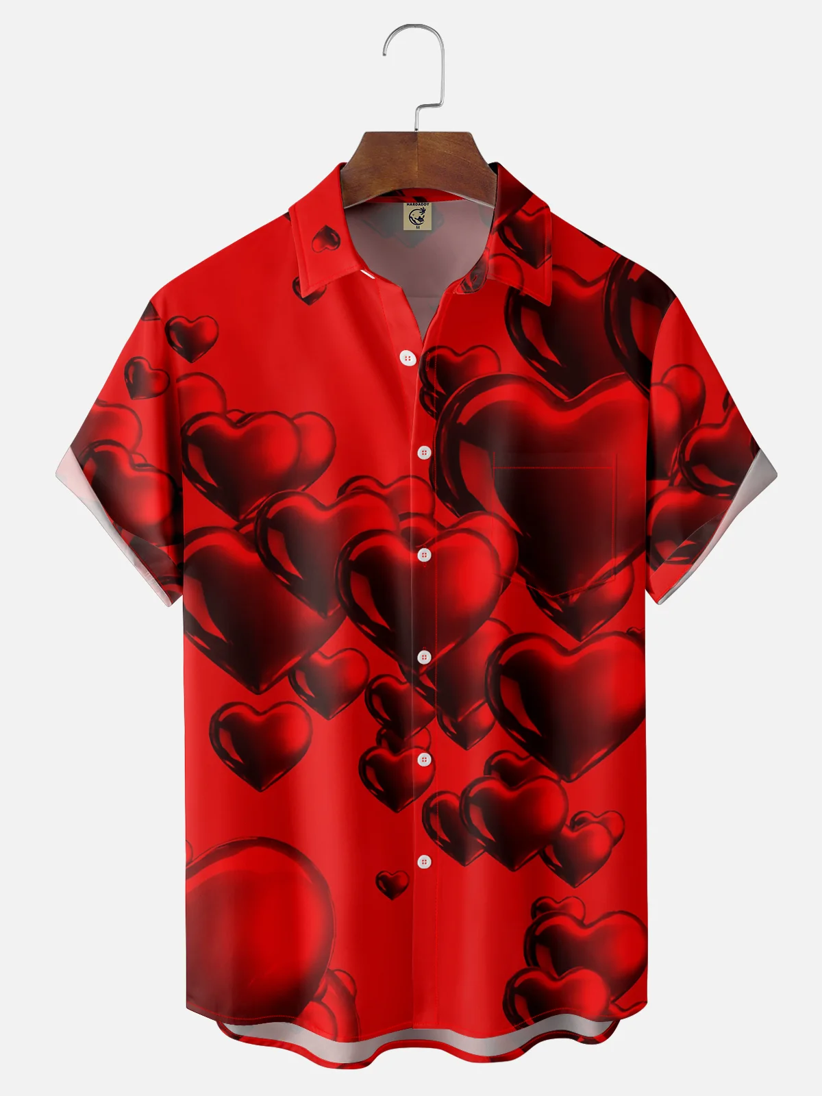 Moisture-wicking Saint Valentine‘s Day Heart Chest Pocket Casual Shirt