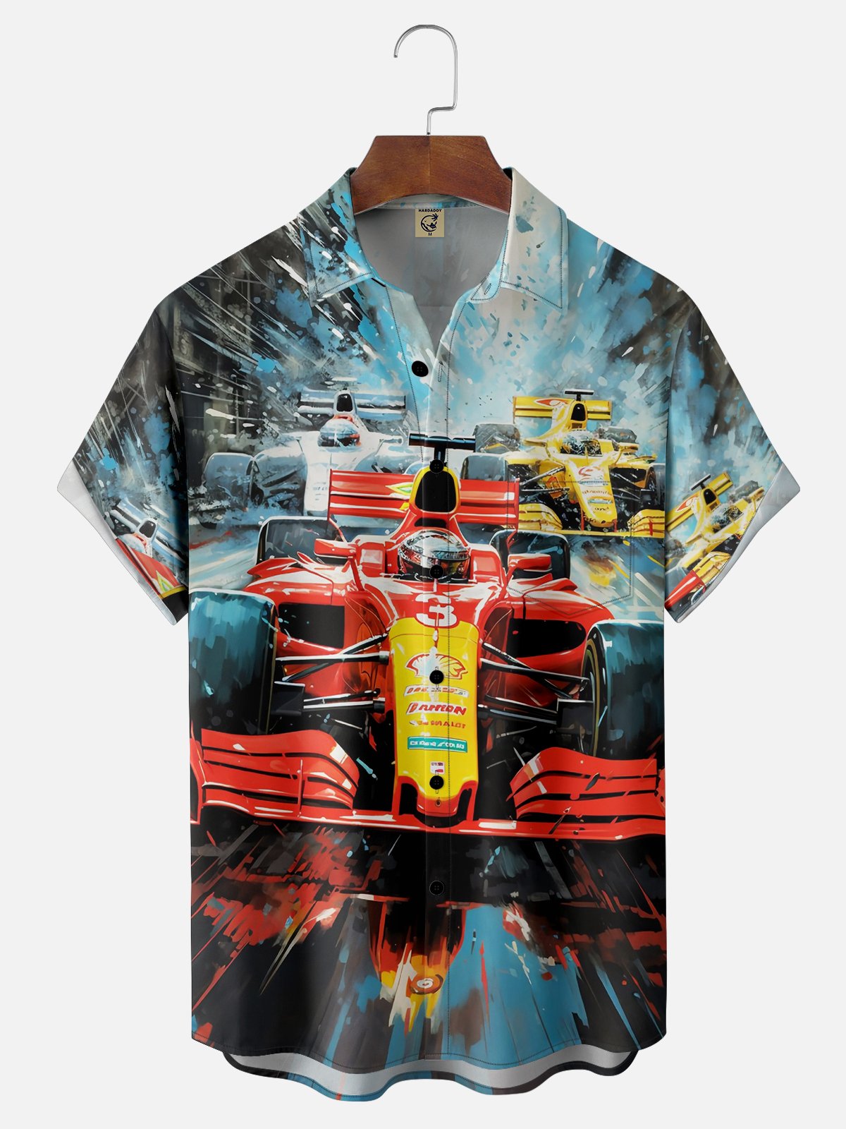 Moisture-wicking Racing Car Chest Pocket Casual Shirt