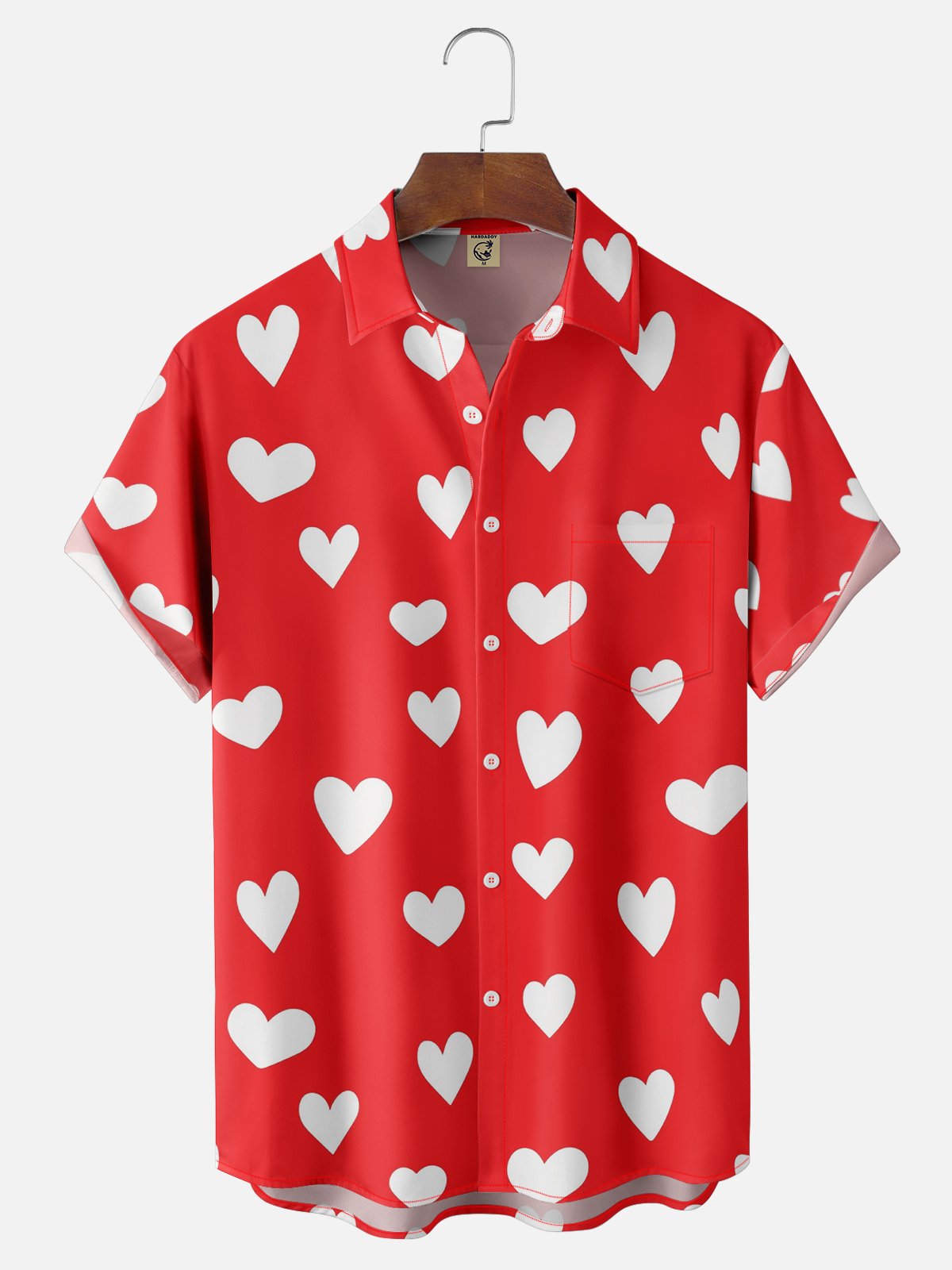 Moisture-wicking Saint Valentine‘s Day Heart Chest Pocket Casual Shirt