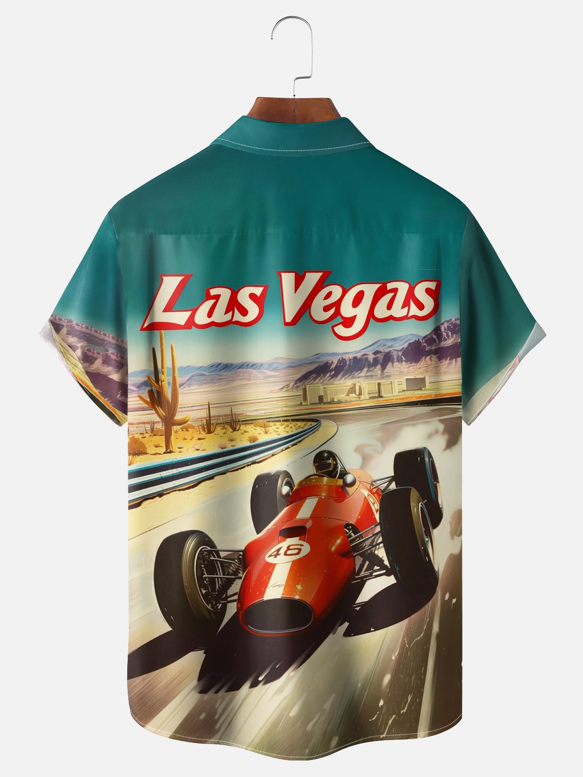 Moisture-wicking Vintage Racing Car Chest Pocket Casual Shirt