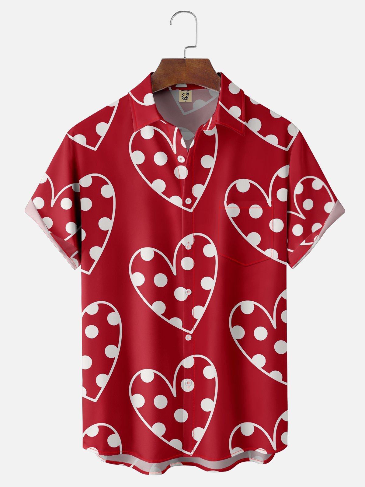 Moisture-wicking Saint Valentine‘s Day Heart Chest Pocket Casual Shirt