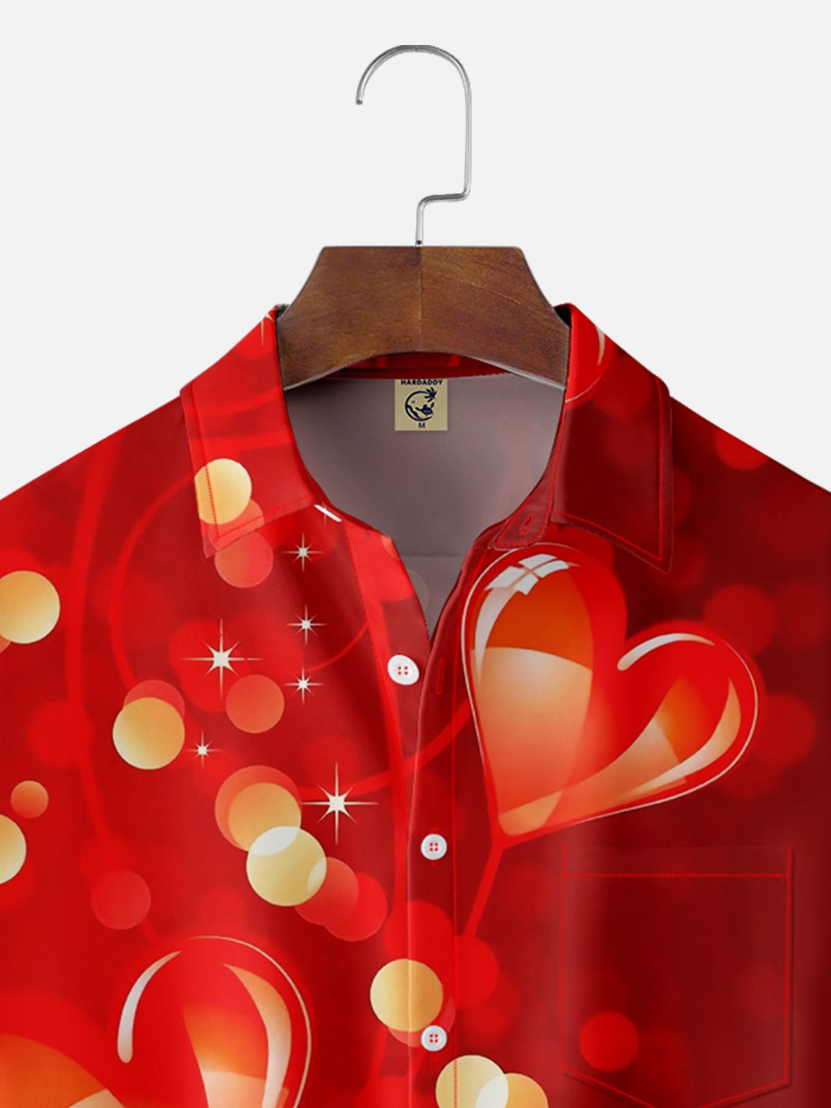 Moisture-wicking Saint Valentine‘s Day Heart Chest Pocket Casual Shirt