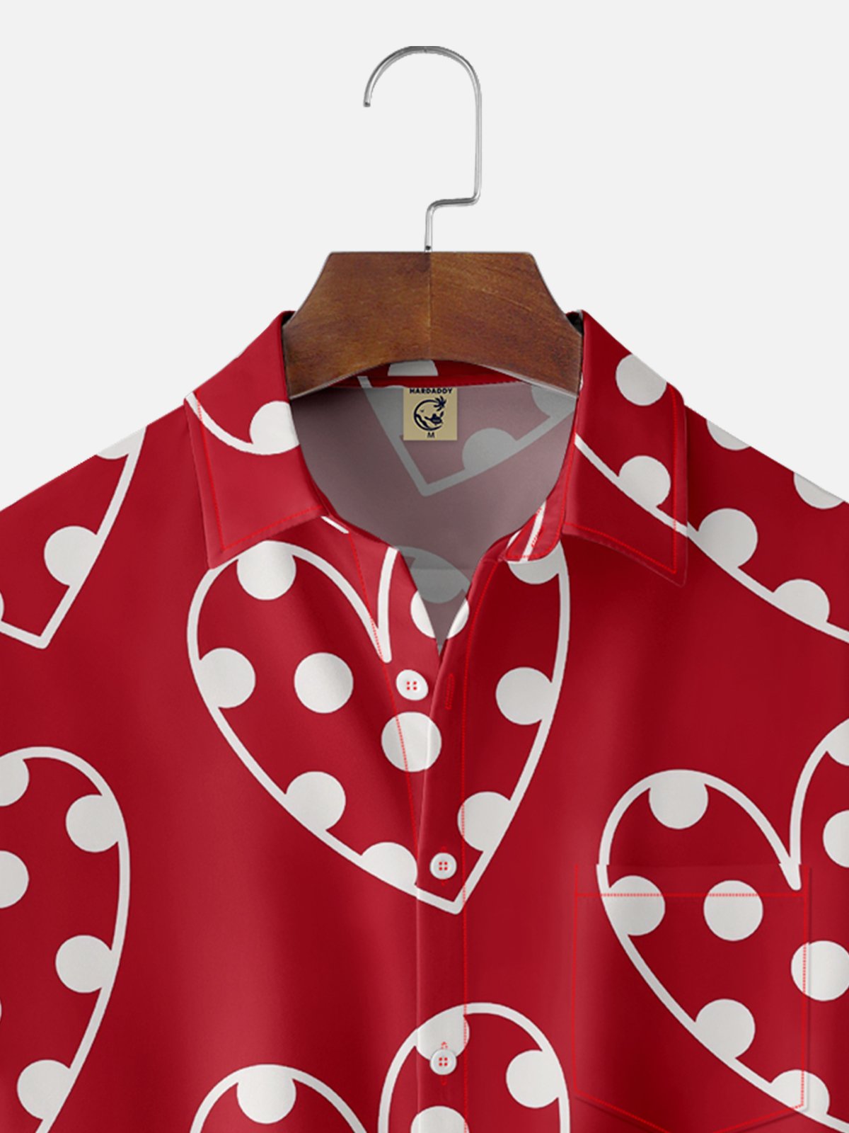 Moisture-wicking Saint Valentine‘s Day Heart Chest Pocket Casual Shirt