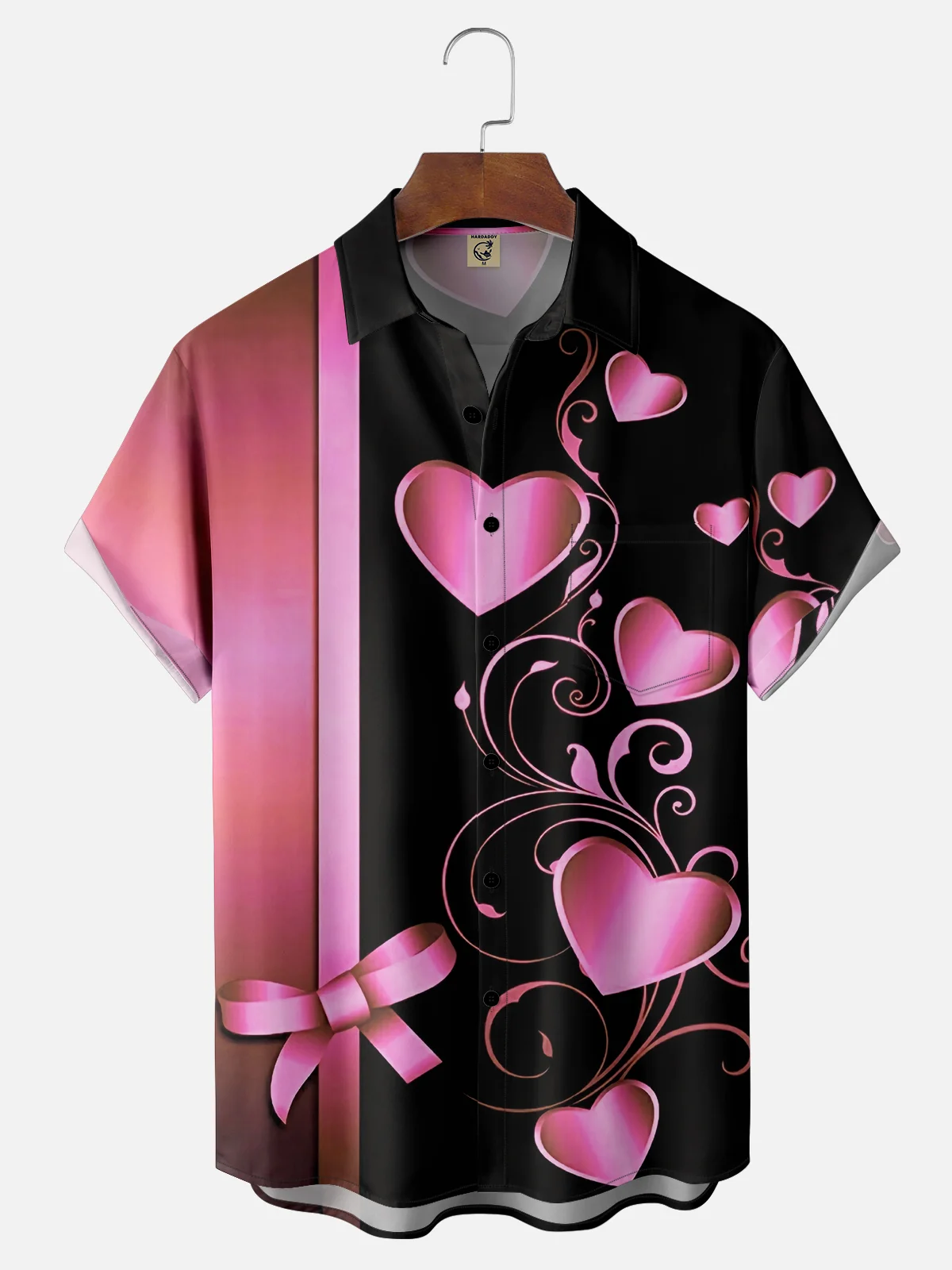 Moisture-wicking Saint Valentine‘s Day Heart Chest Pocket Casual Shirt