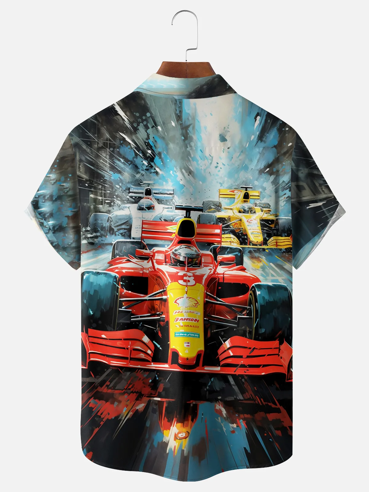 Moisture-wicking Racing Car Chest Pocket Casual Shirt