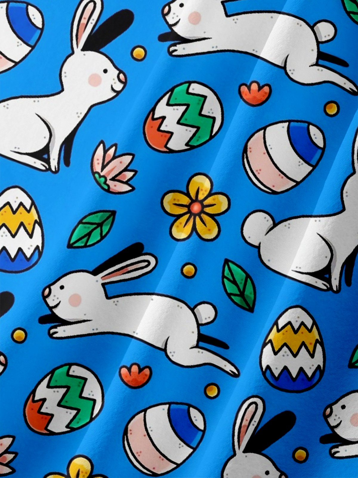 Moisture-wicking Easter Rabbits Eggs Chest Pocket Casual Shirt