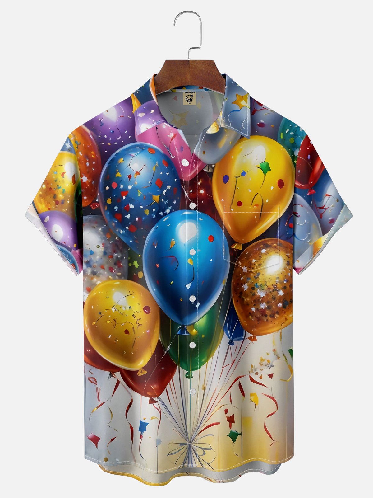 Moisture-wicking New Year Balloons Chest Pocket Casual Shirt