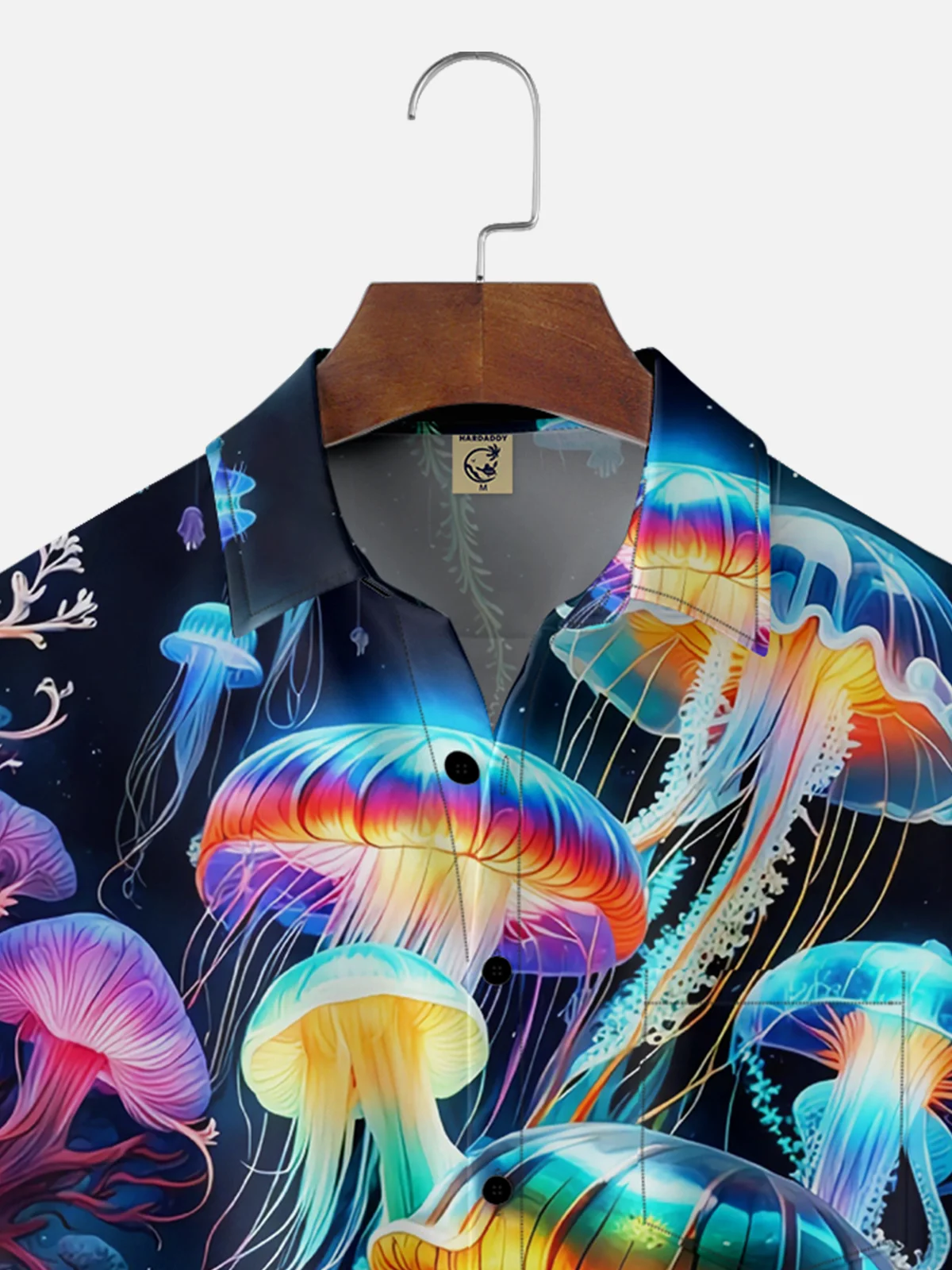 Moisture-wicking Marine Jellyfish Chest Pocket Hawaiian Shirt