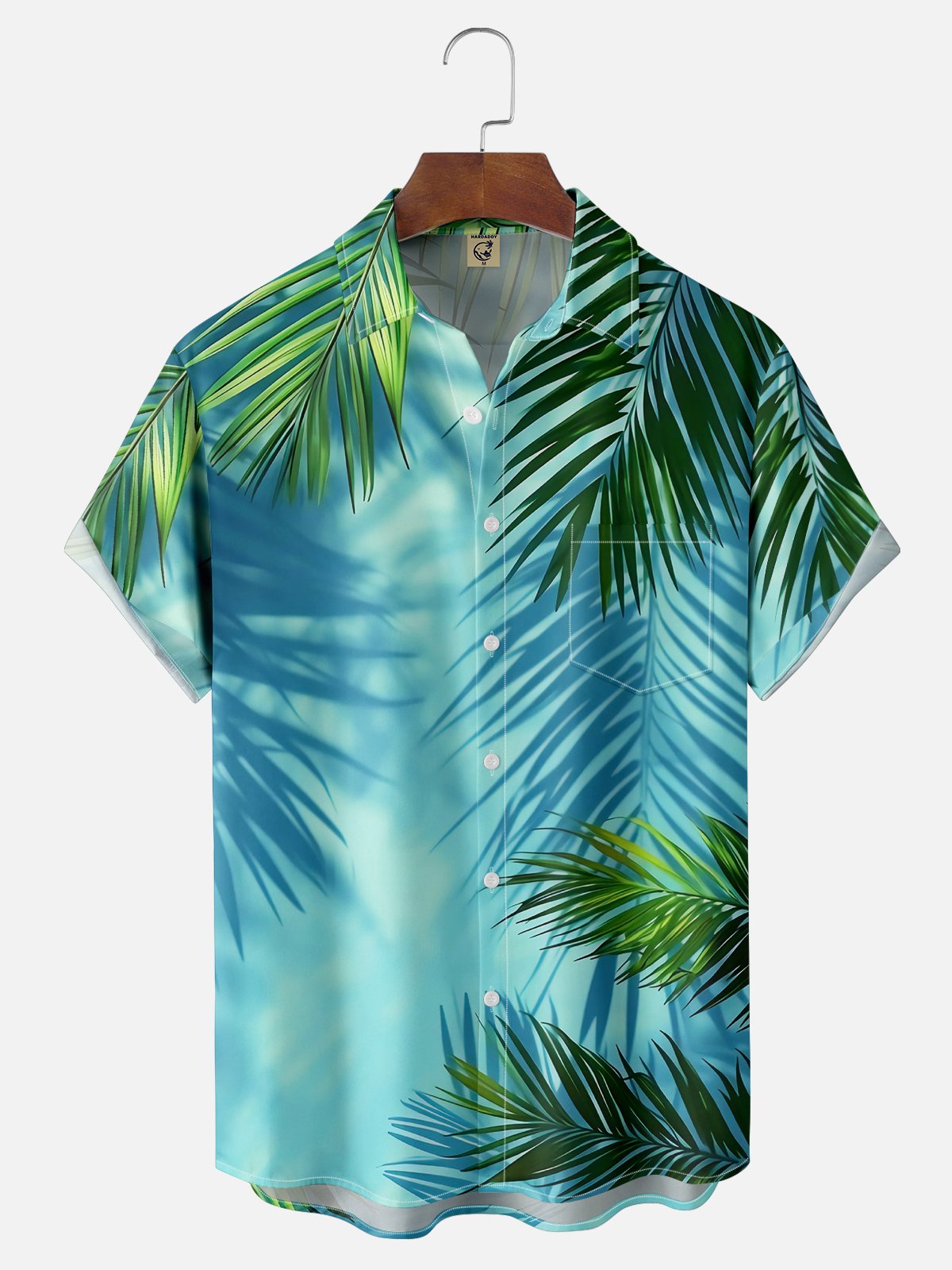 Moisture-wicking Palm Tree Chest Pocket Hawaiian Shirt