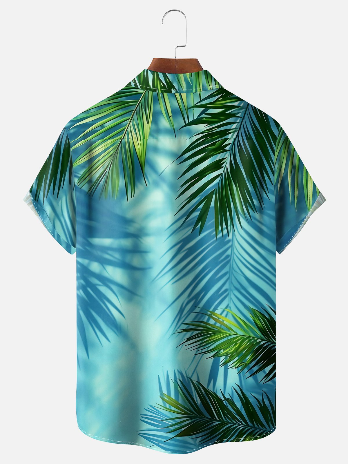 Moisture-wicking Palm Tree Chest Pocket Hawaiian Shirt