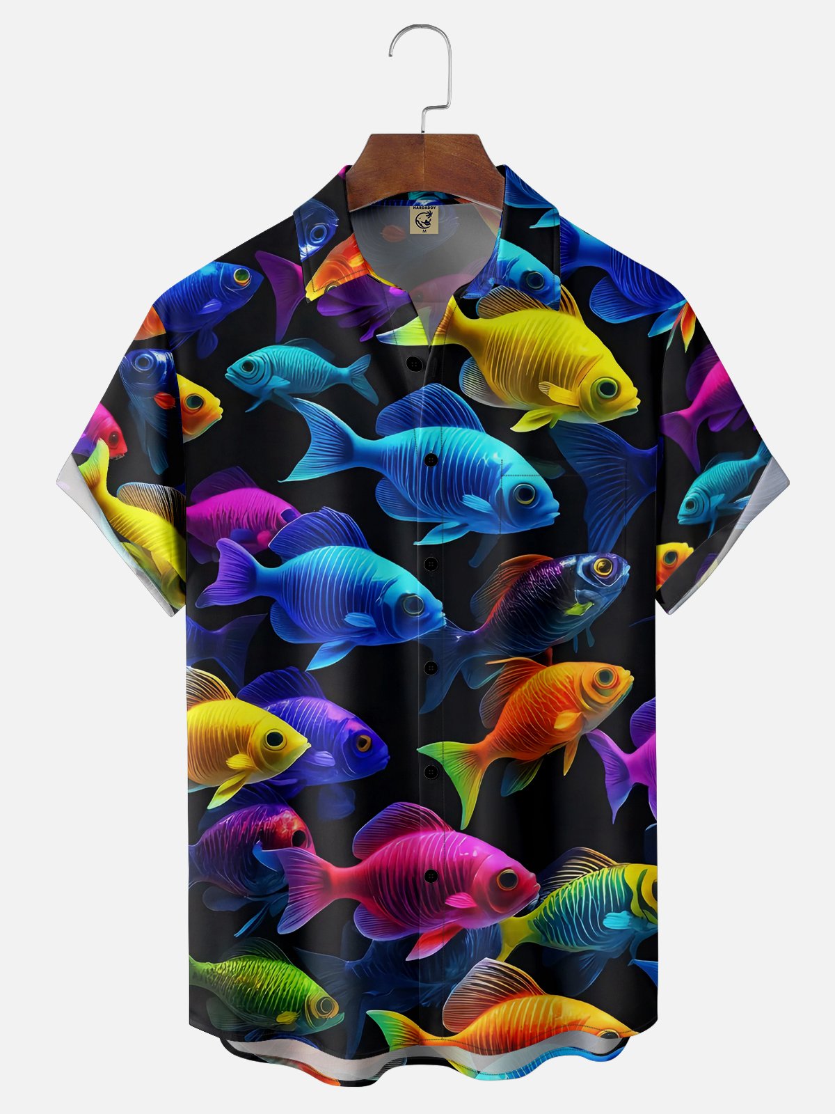 Moisture-wicking Marine Fish Chest Pocket Hawaiian Shirt